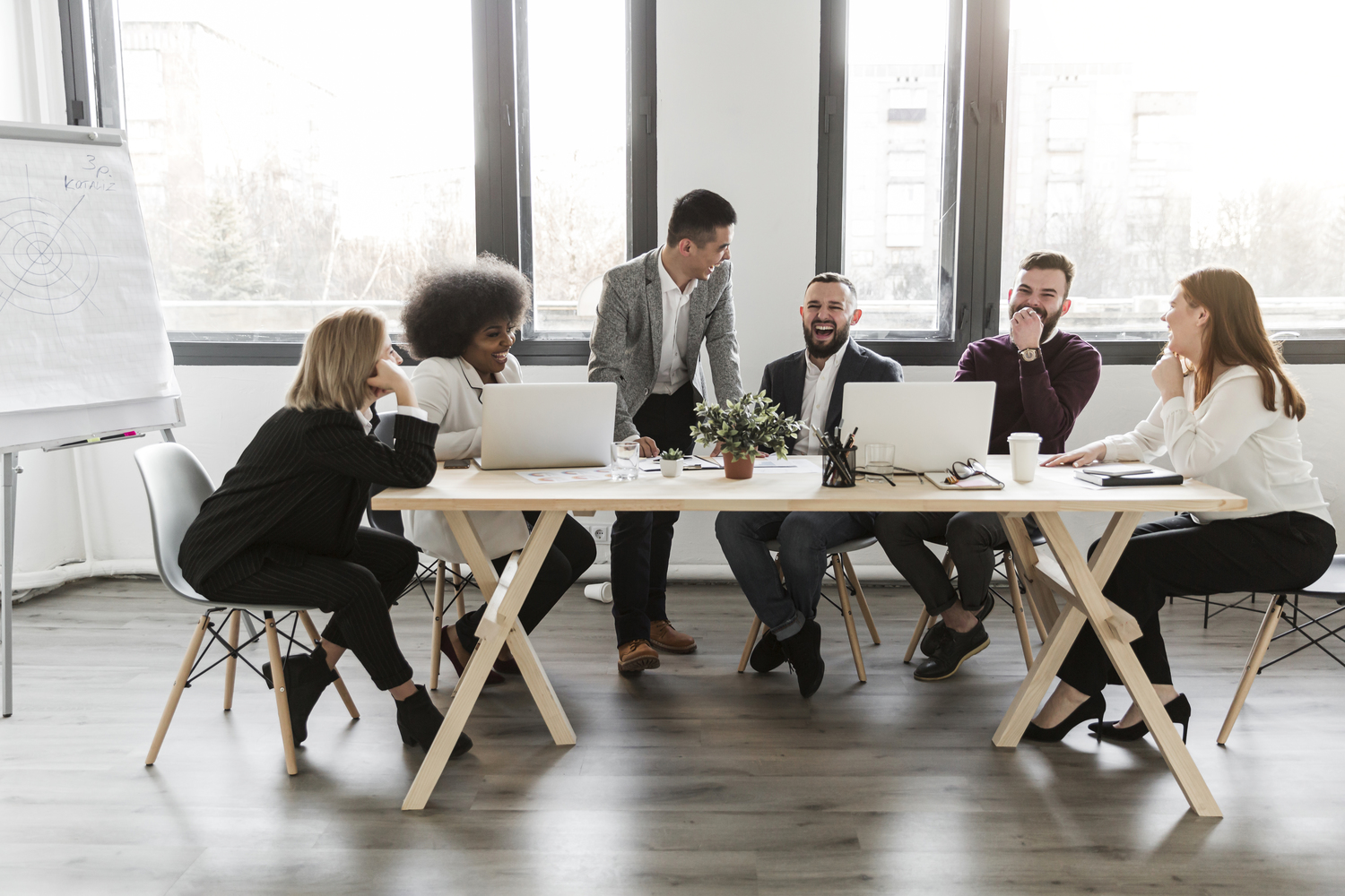 Team in modern office space