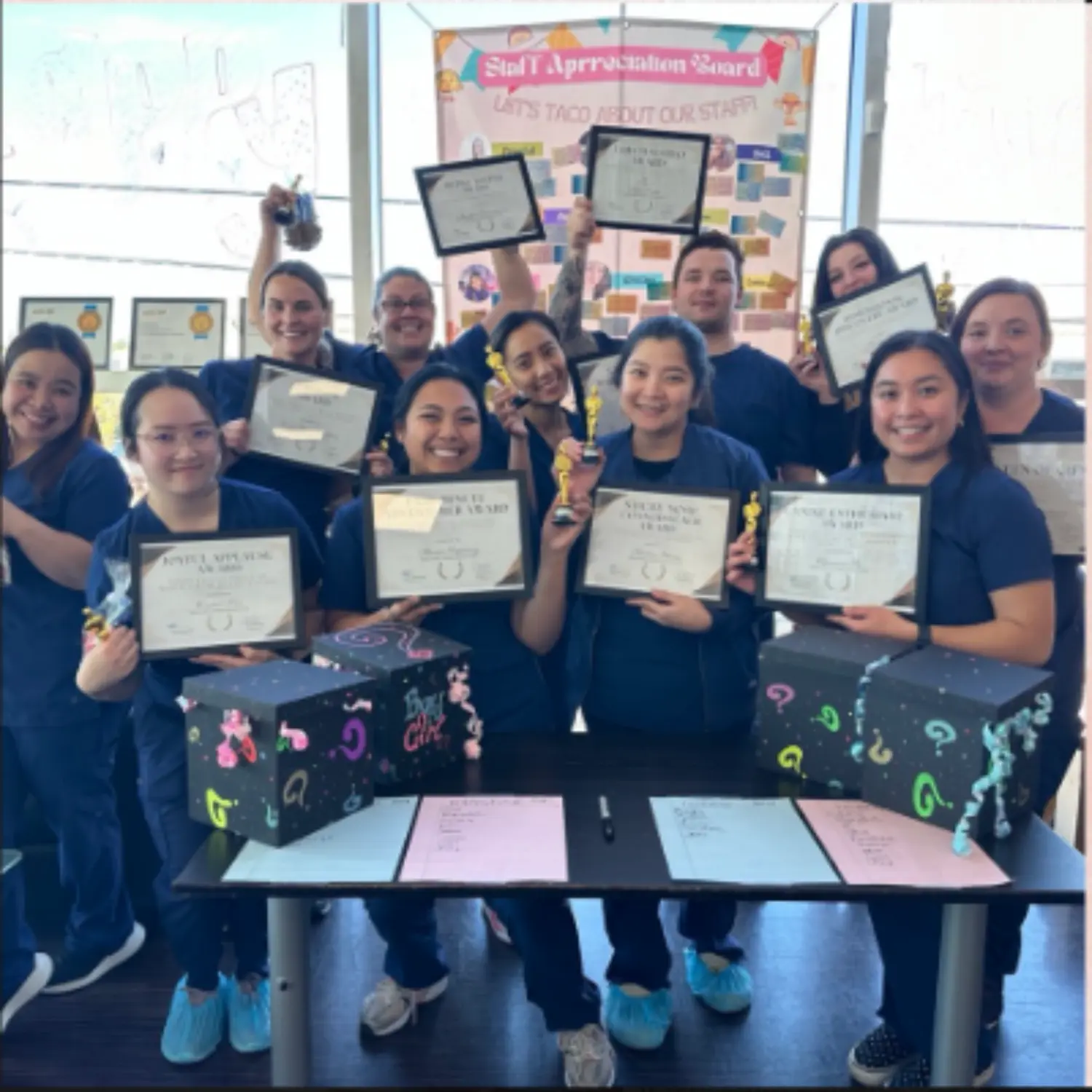 A clinic celebration for service awards
