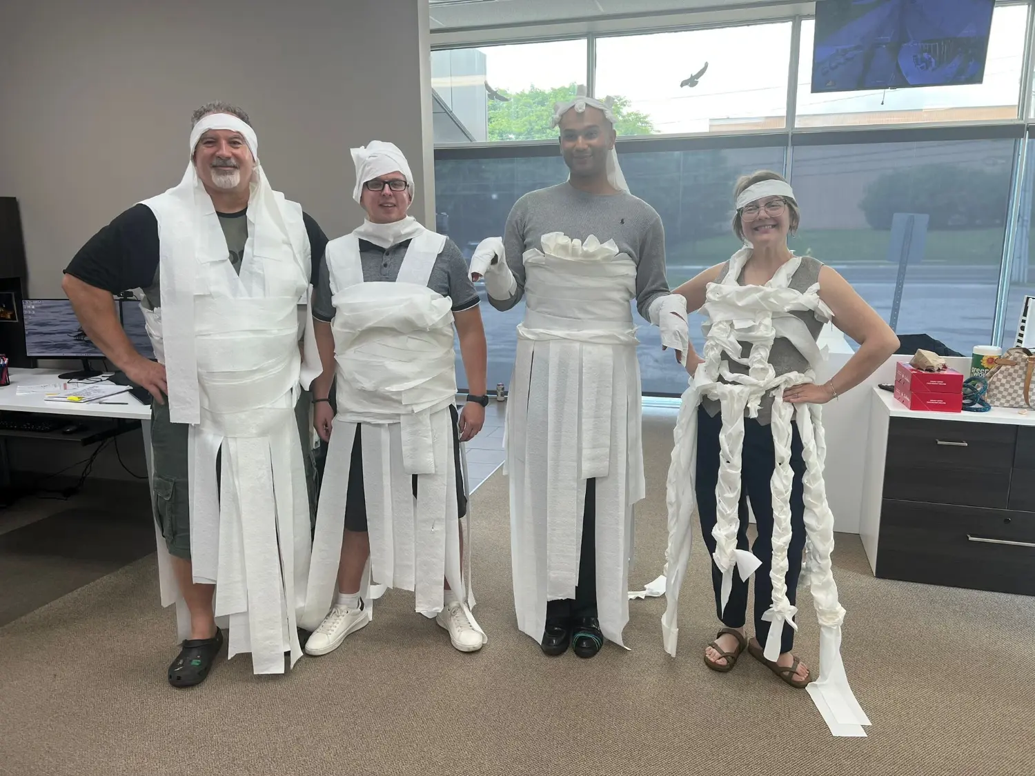 Bridal shower fun as we celebrate one of our own and her  upcoming wedding. The toilet paper was recycled :)