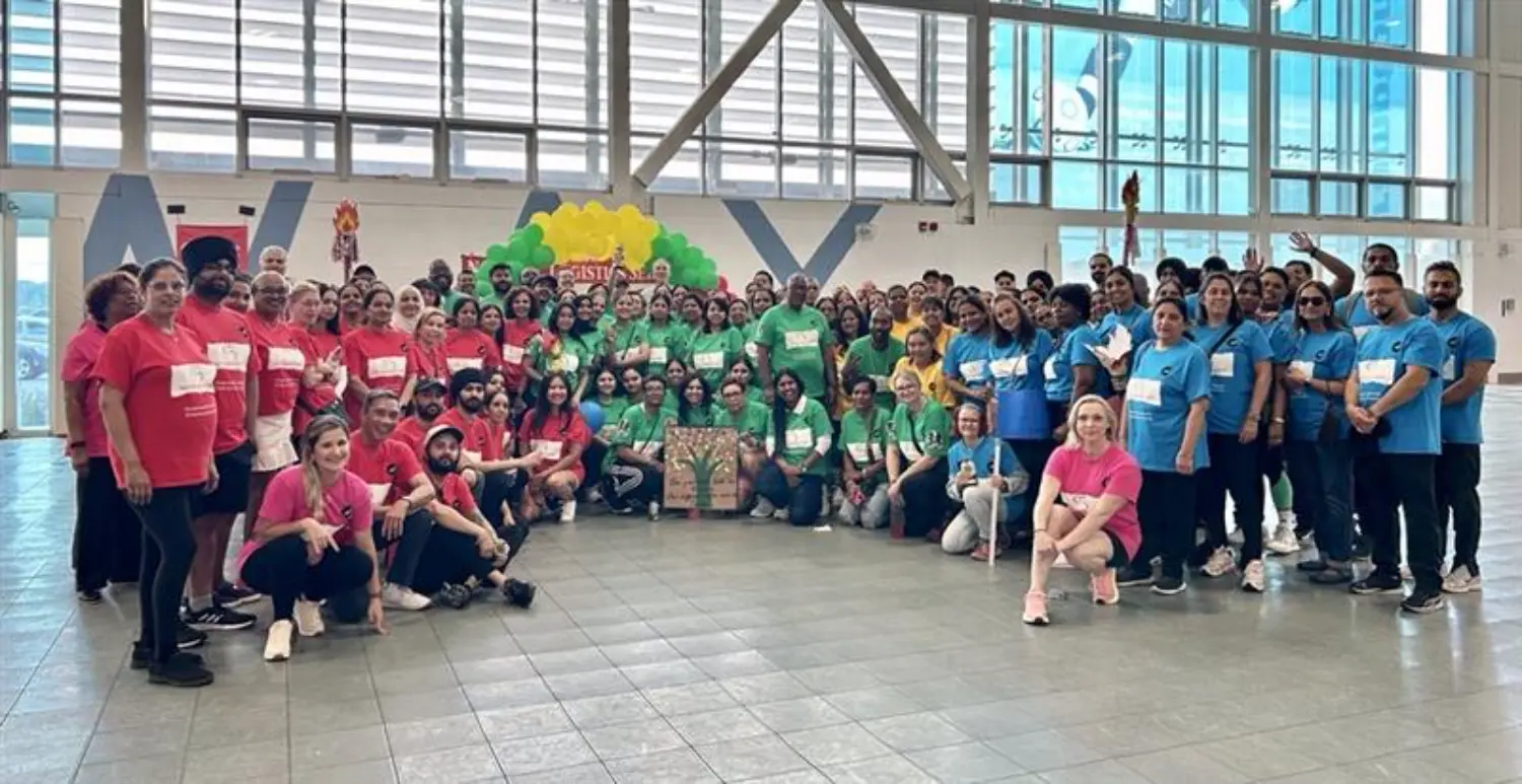 Employees attending our annual Olympic event bringing all building locations together