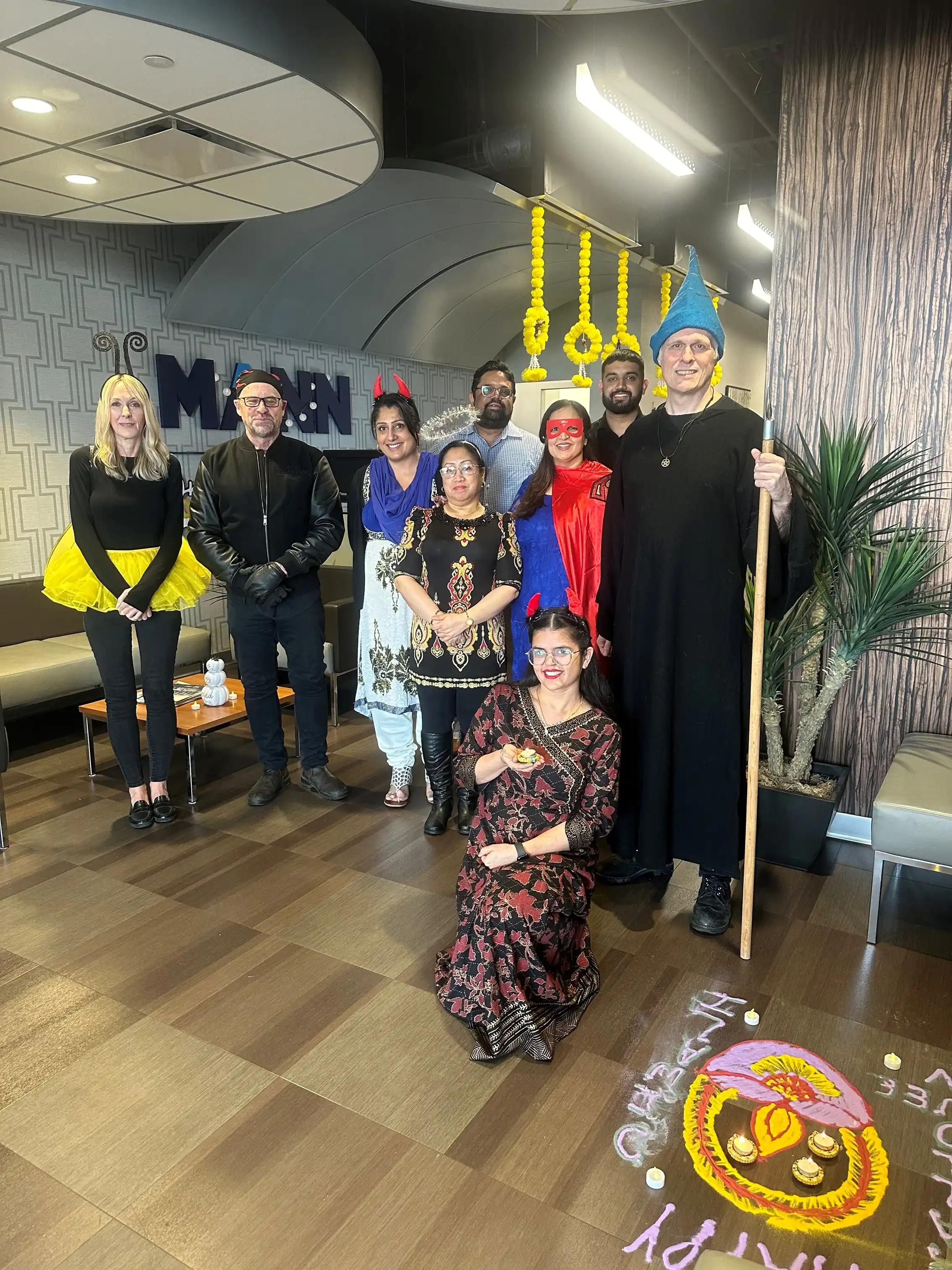 Halloween 2024, celebrating Halloween in the office & Diwali (Festival of Lights). Some dressed as Indian superheros!