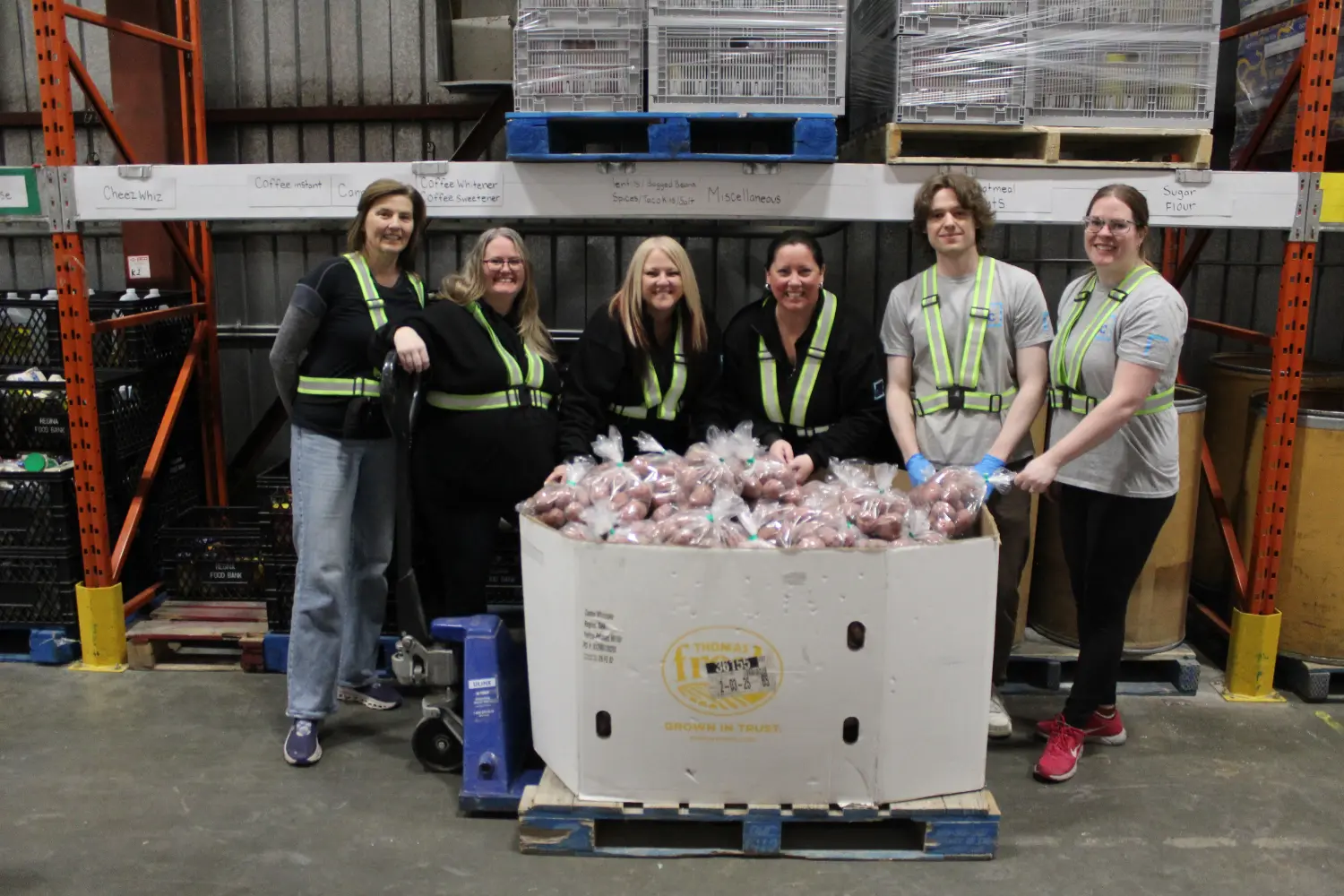Volunteering at the local Food Bank.