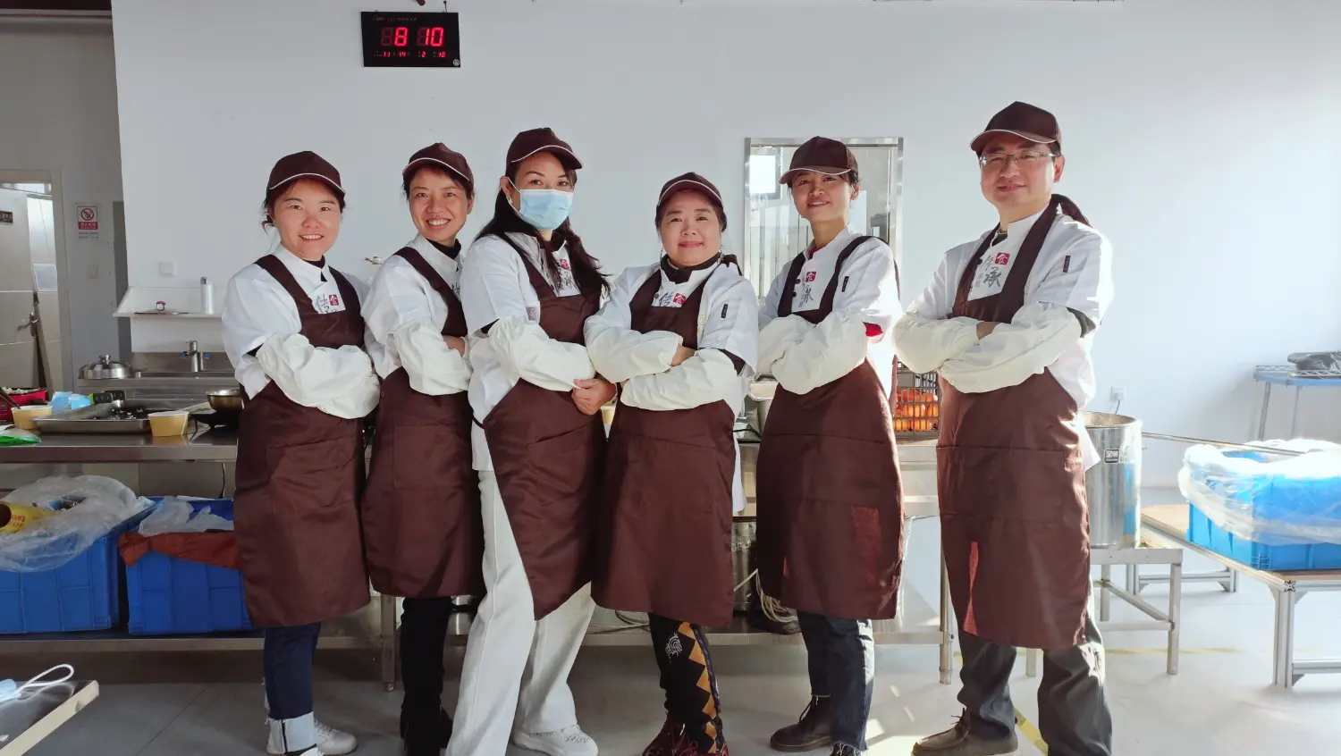 Leadership in Suzhou, China prepares to serve a pancake breakfast to team members. This is a global tradition for us.
