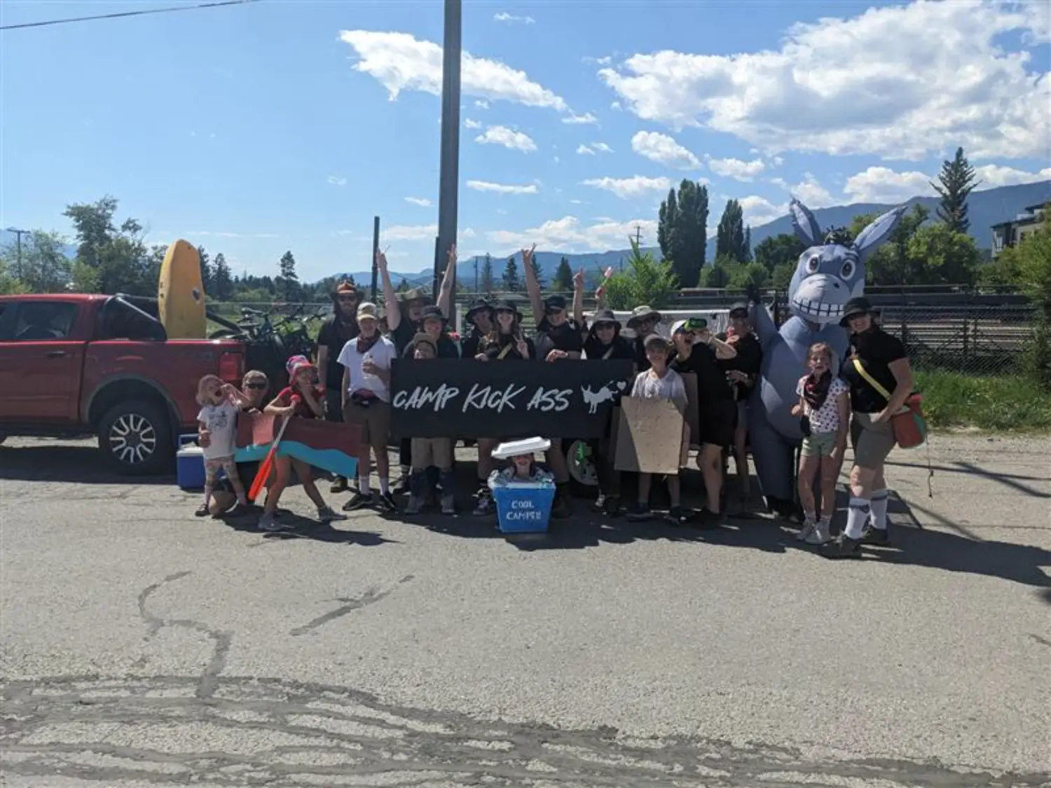 Team members spending time together in the community - our community Canada Day parade float and crew.