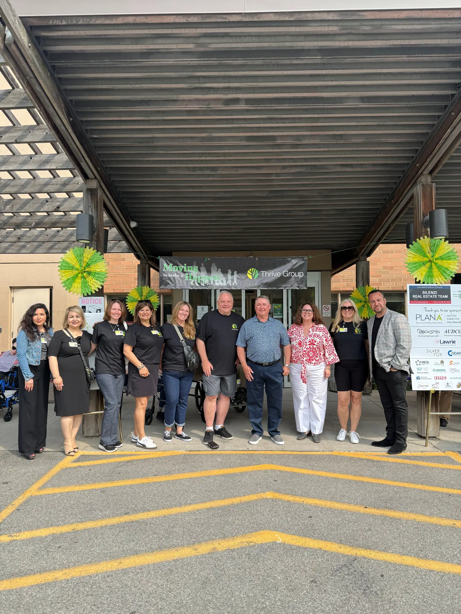 Leadership with sponsors and Hamilton City Councillor at Thrives Moving to Make it Happen fundraiser for our programs.