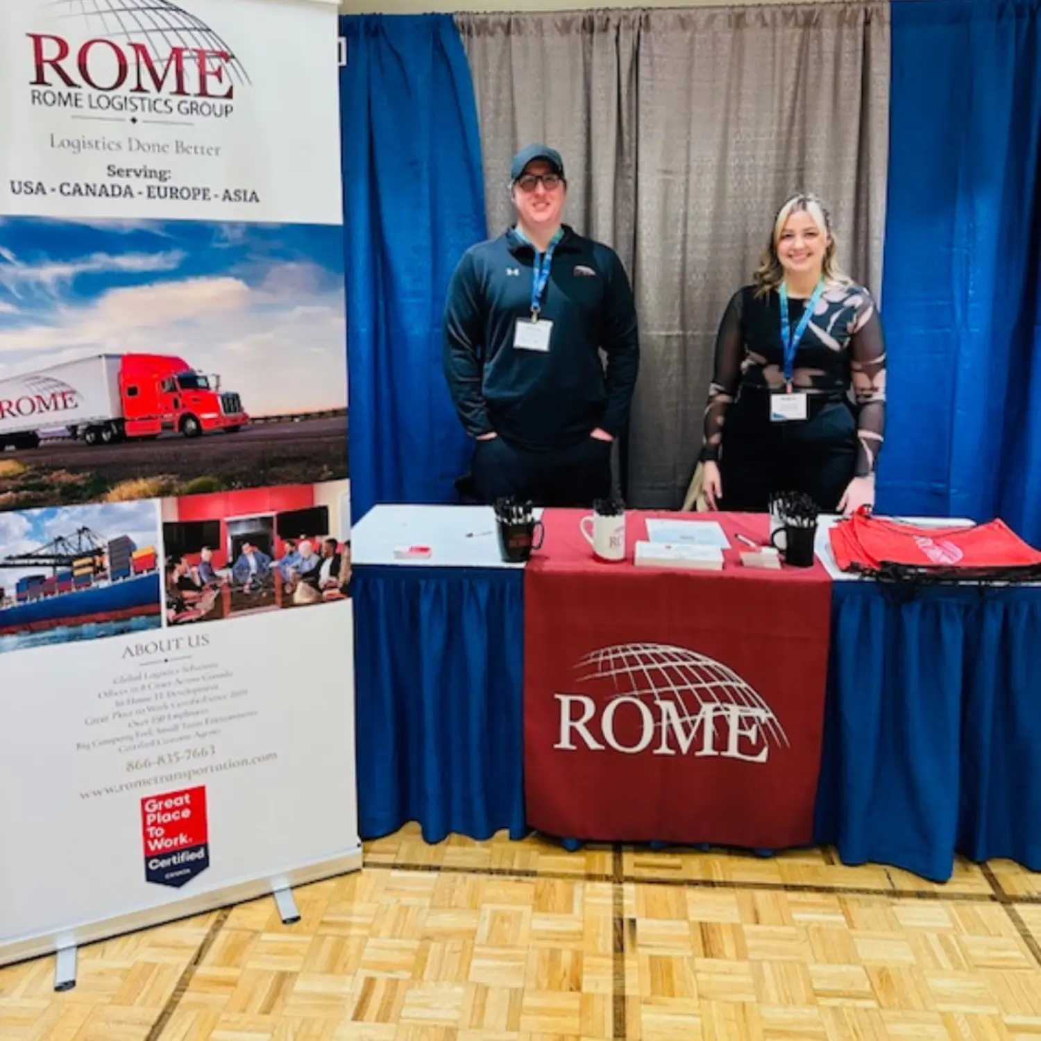 Our team in Winnipeg sharing opportunities and Rome culture at the University job fair