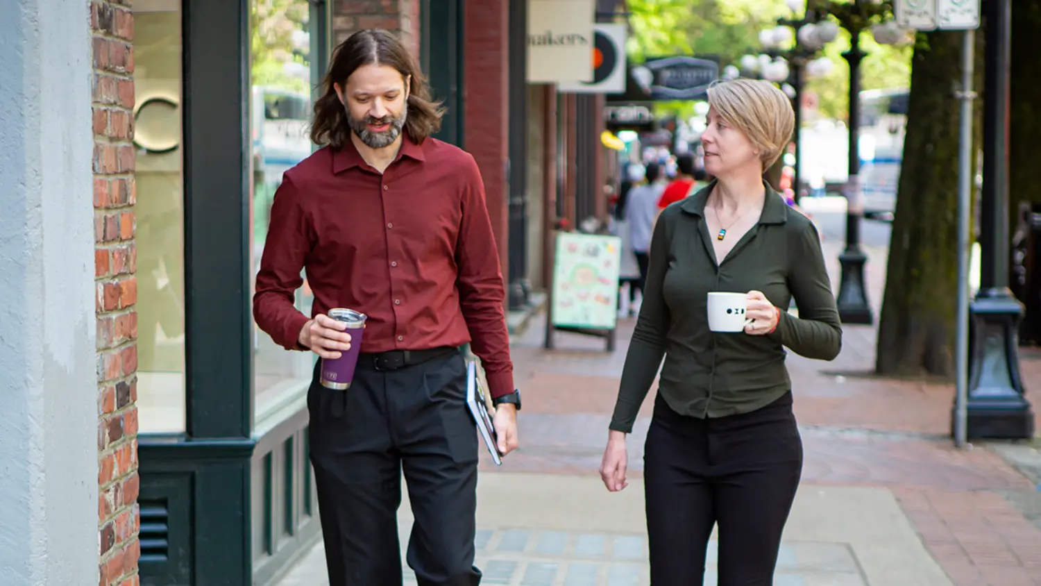 Co-workers enjoying a coffee break together