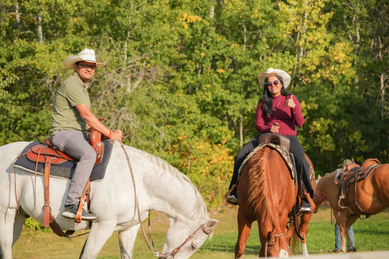 Summer social event where staff were taking horse rides
