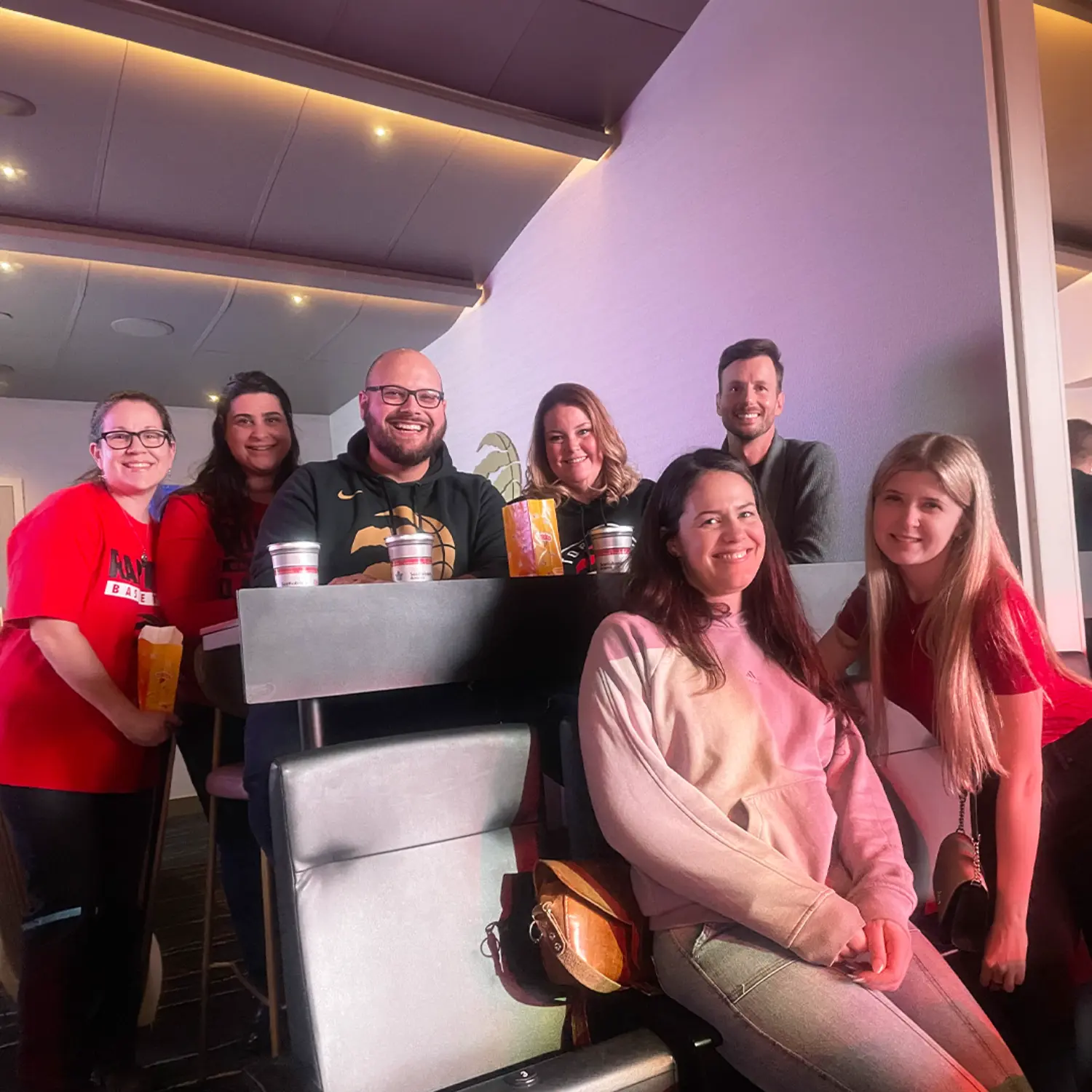 Cheering on the Raptors.