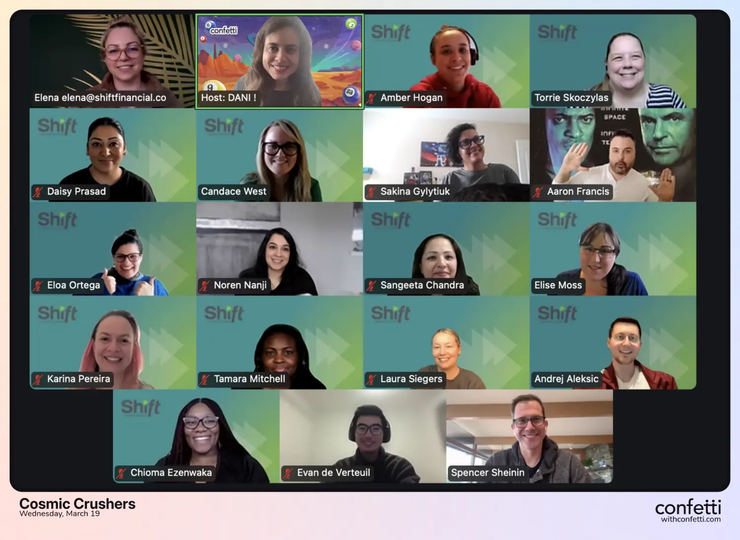 Our team getting together weekly to share in team wins and give shoutouts to each other