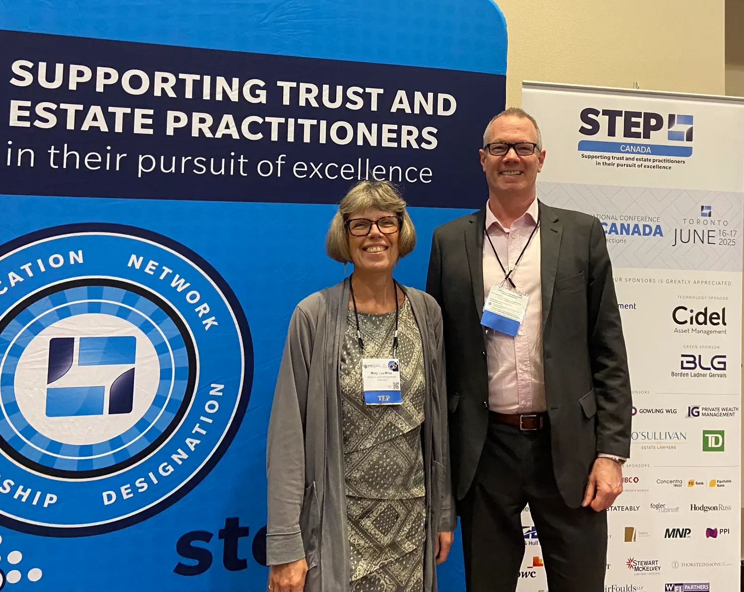 Mary Lou Miles and Thomas Irwin at the STEP Conference in Toronto