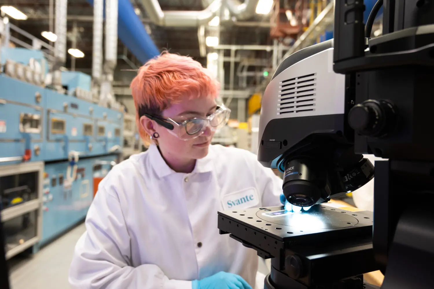 A scientist in our R&D team working on materials.