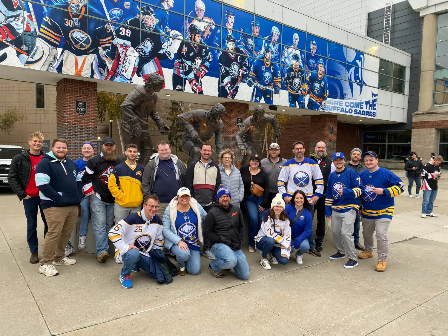 Canadian Teammates enjoy a Buffalo Sabres hockey game together in Buffalo, NY.