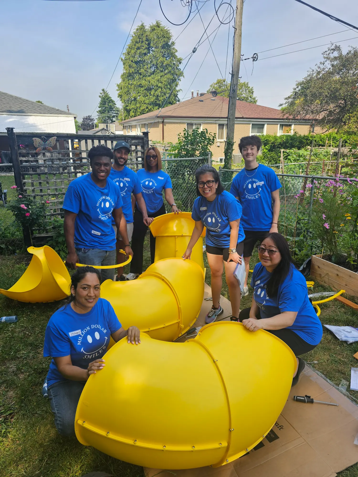 Our team of 22 volunteers worked tirelessly together to create a magical playground for a very special child.
