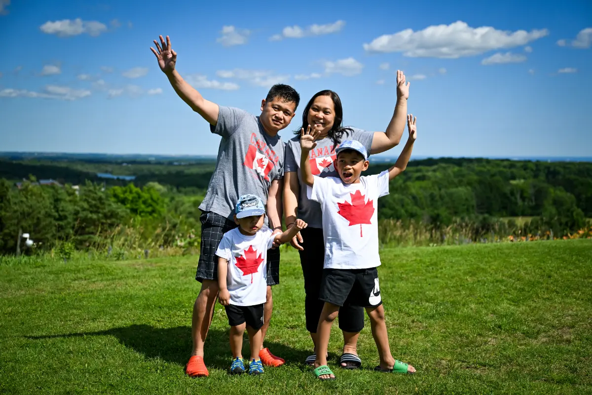 A family enjoying Canada Day at Trail Hub.