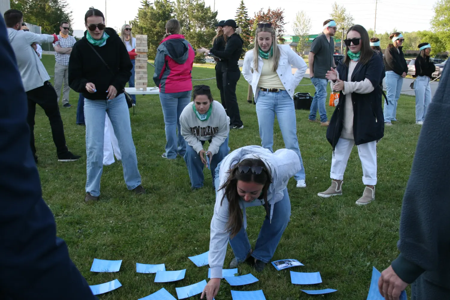 Team members collaborating and connecting during a lively professional development session