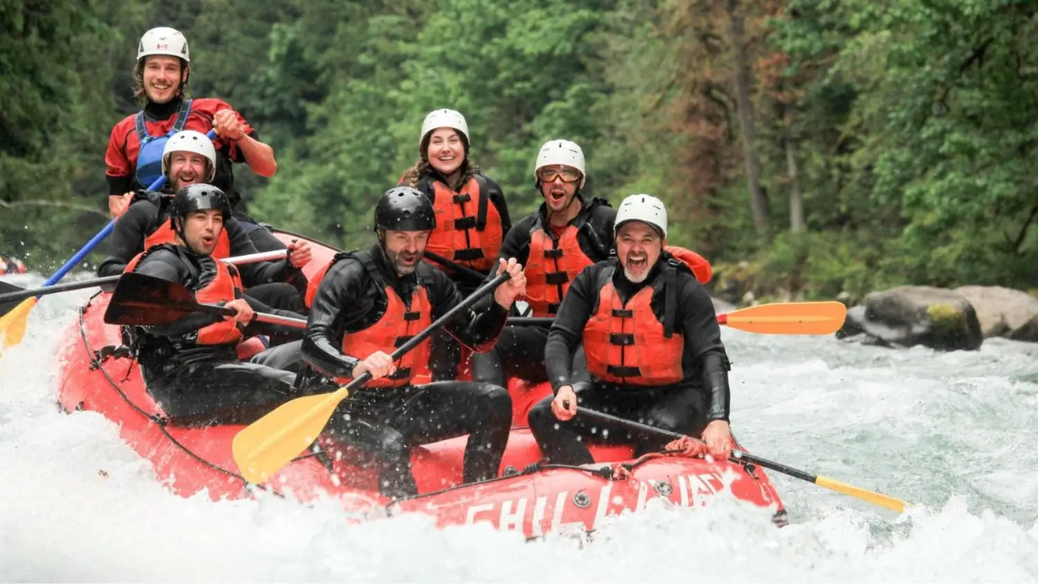Team development in action—navigating challenges together. Multiple years in a row Power Pros went white water rafting.