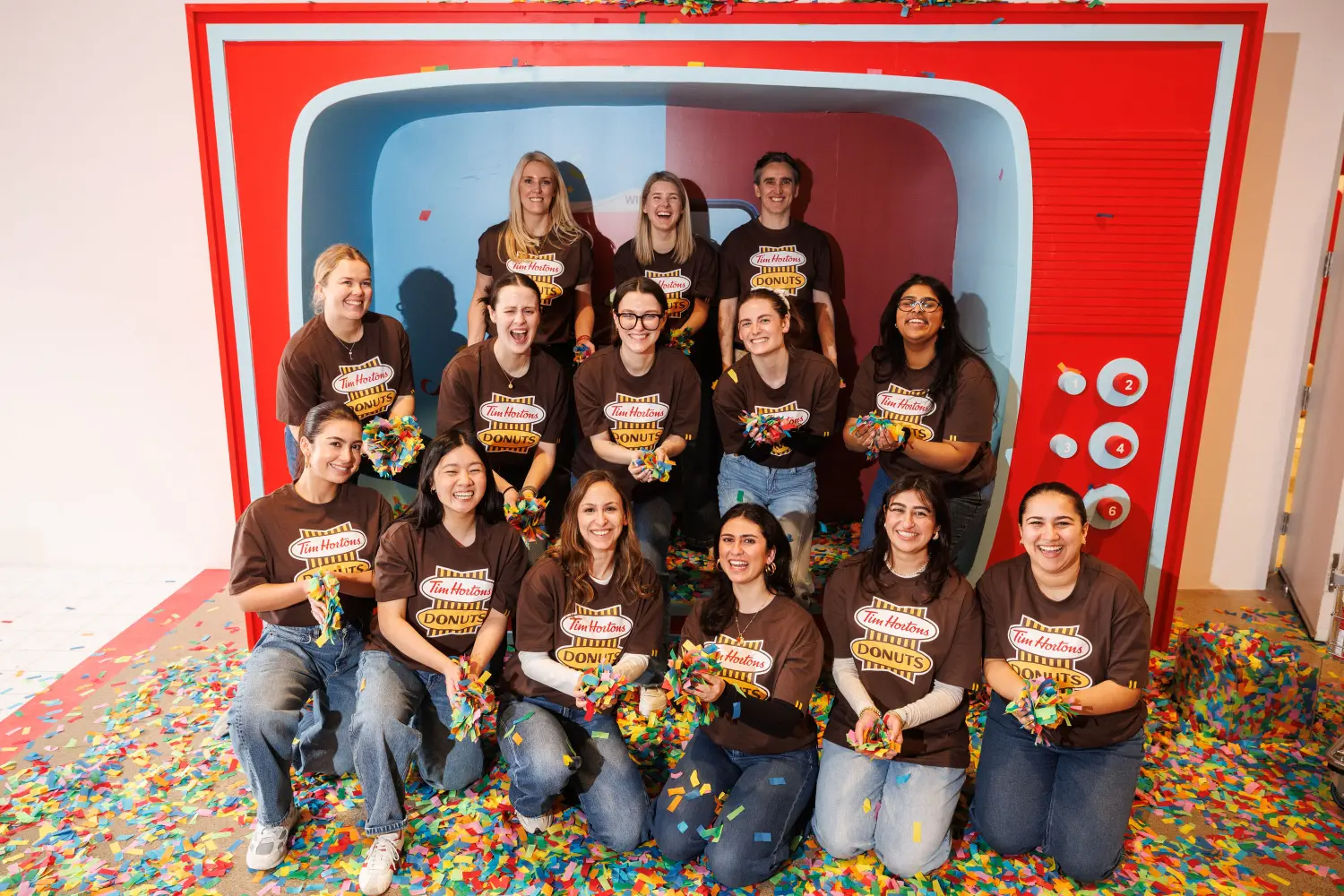 The Craft team celebrating after an incredible client event for Tim Hortons’ 60th anniversary of Roll Up To Win.