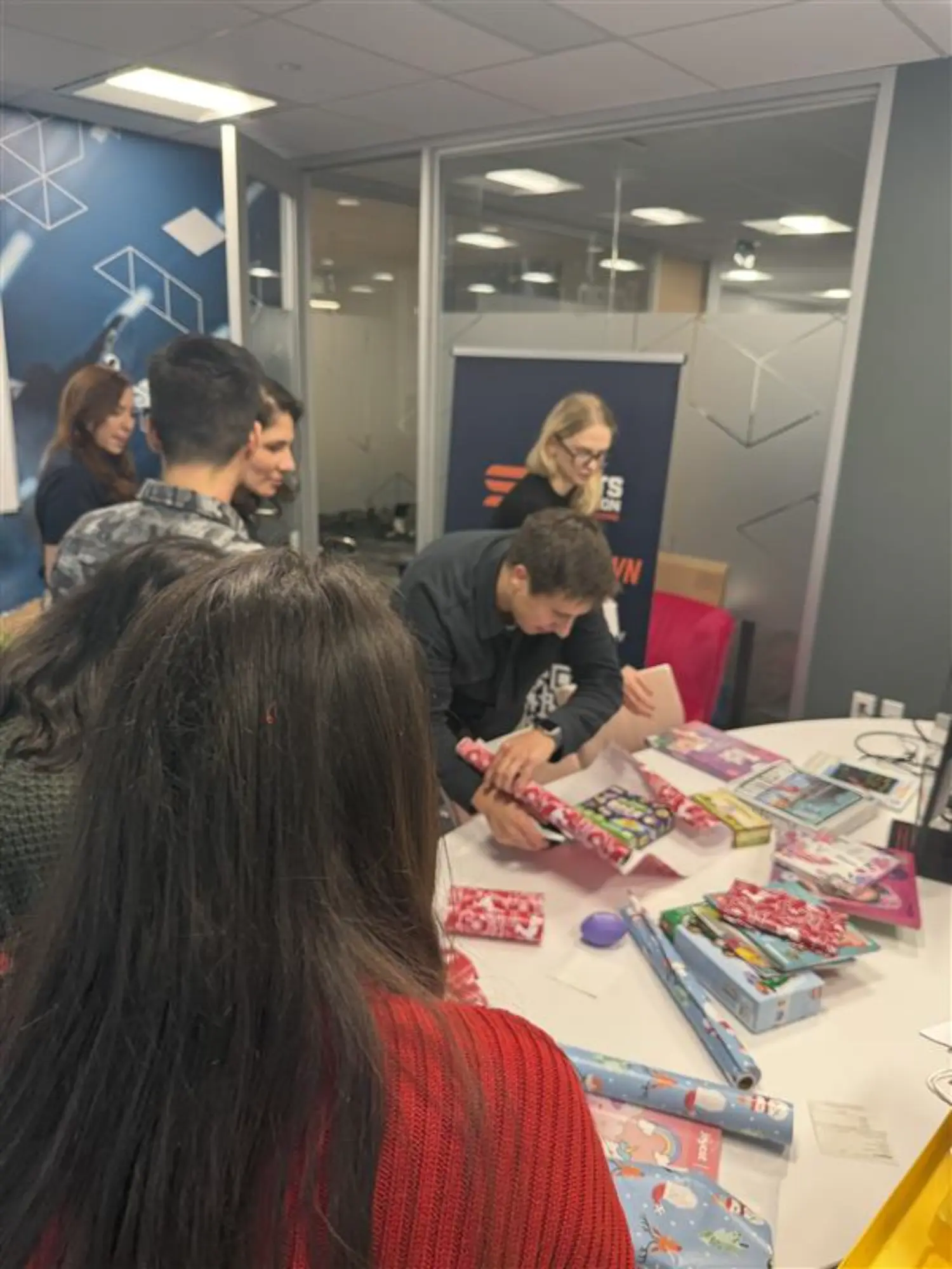 Toronto office Sick Kids Toy Drive: where our staff wrapped gifts to donate.