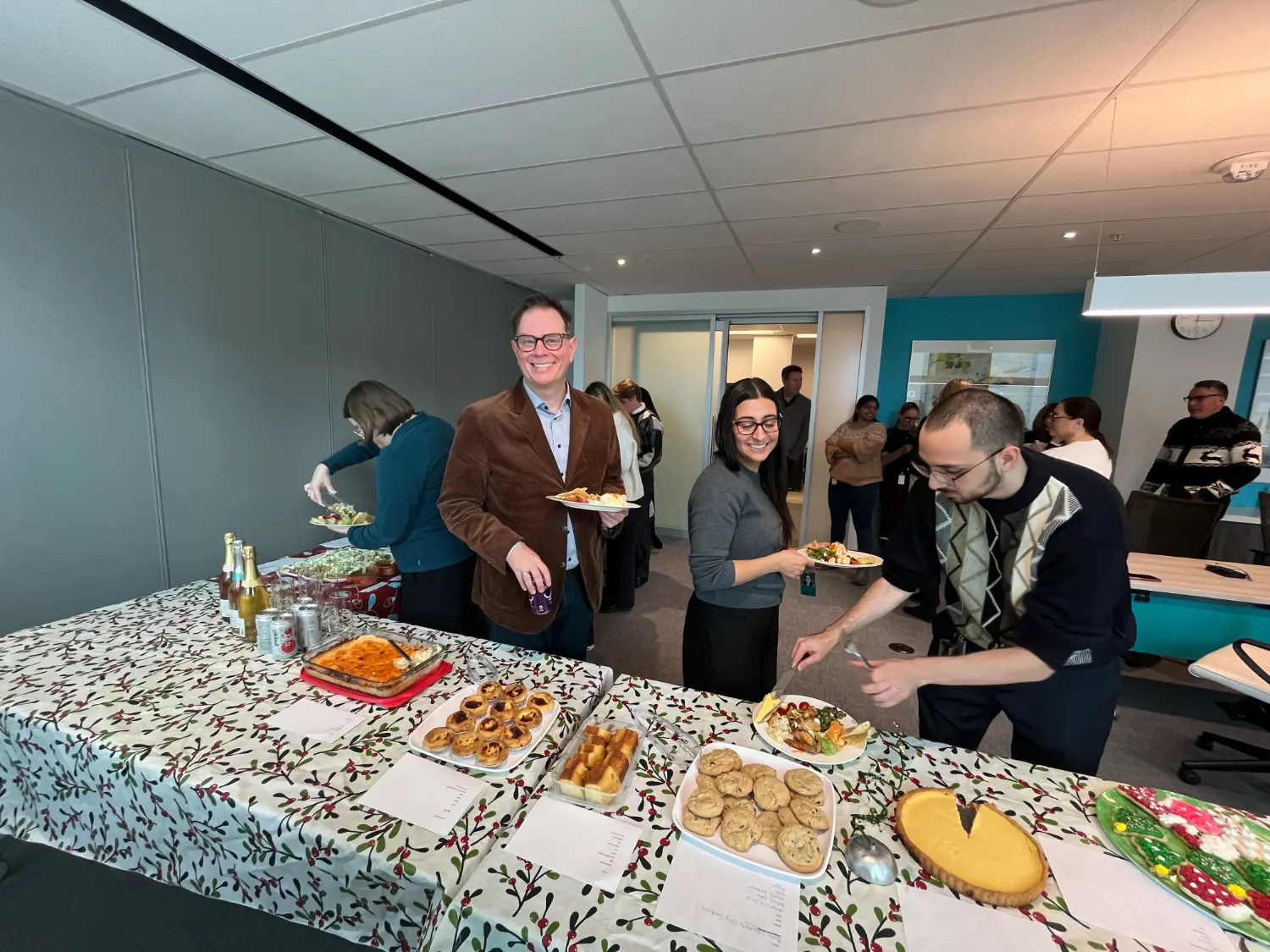Action shot during our annual holiday potluck