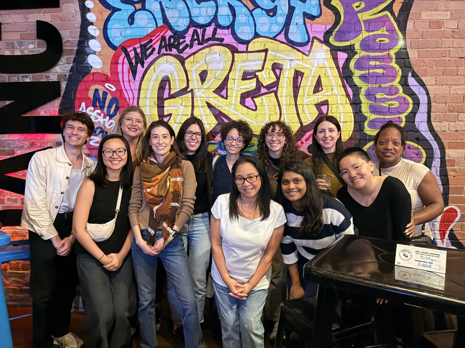Our team at a company social, following a great day of collaboration.