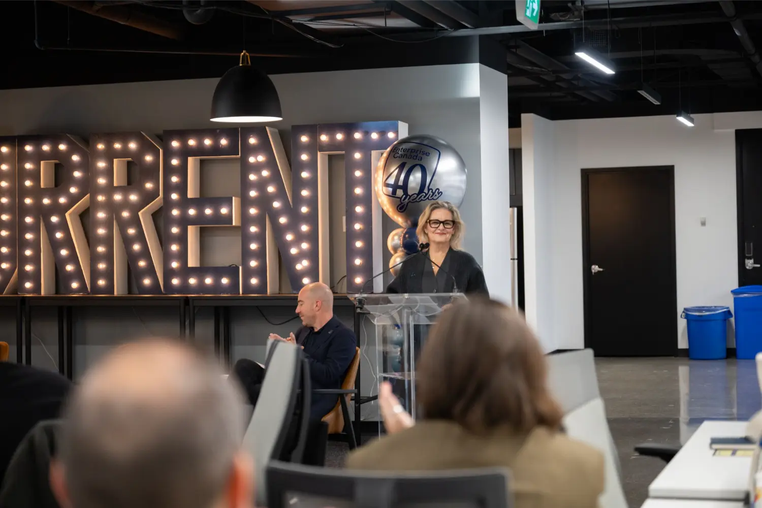 Barb Fox, CEO of Enterprise Canada addresses the full team at our end of year celebration.