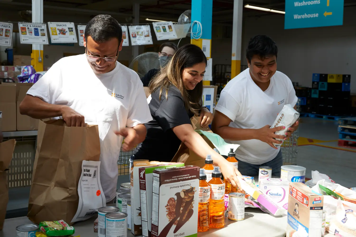 Staff at food sorting