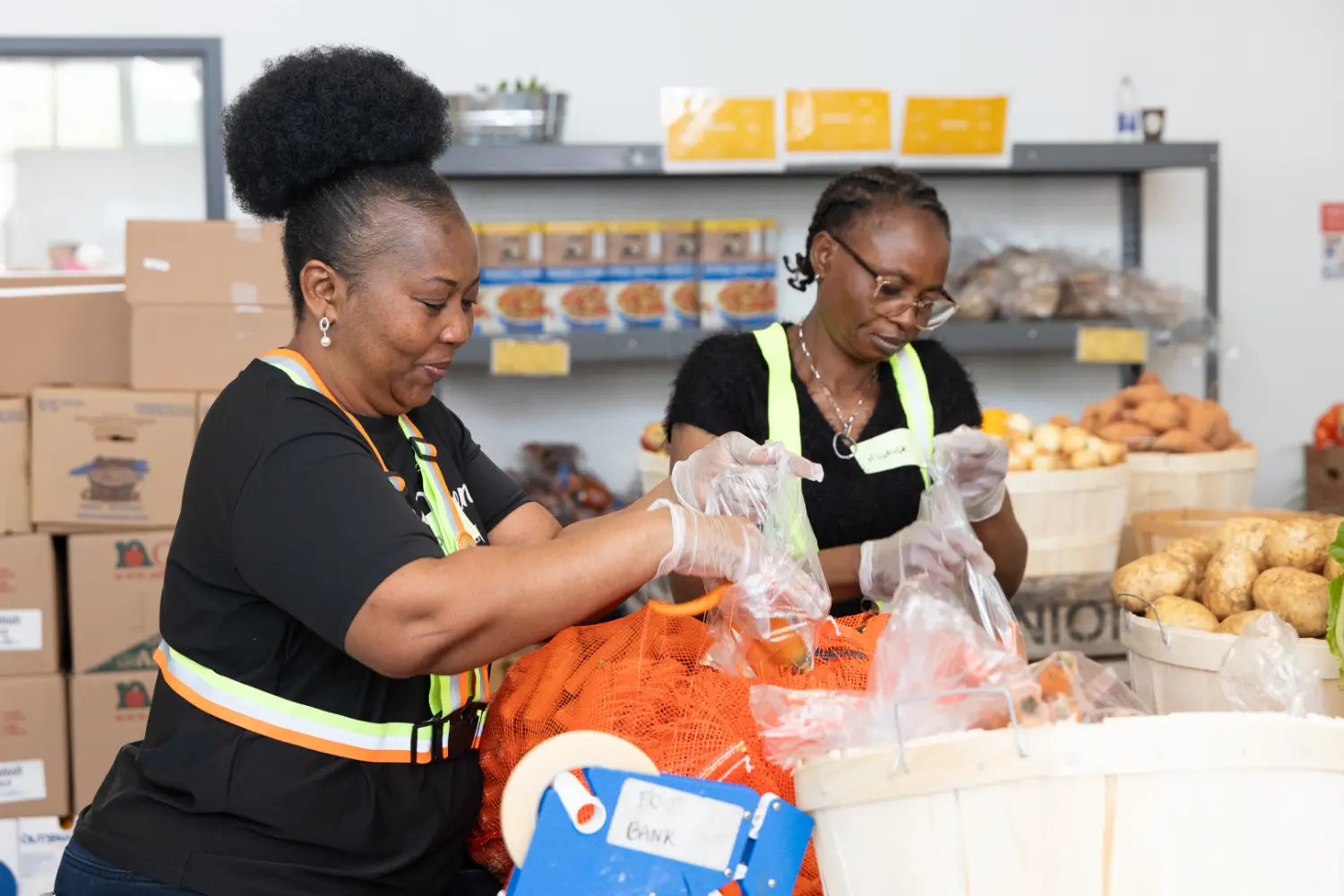 Volunteers in the New Toronto Food Bank