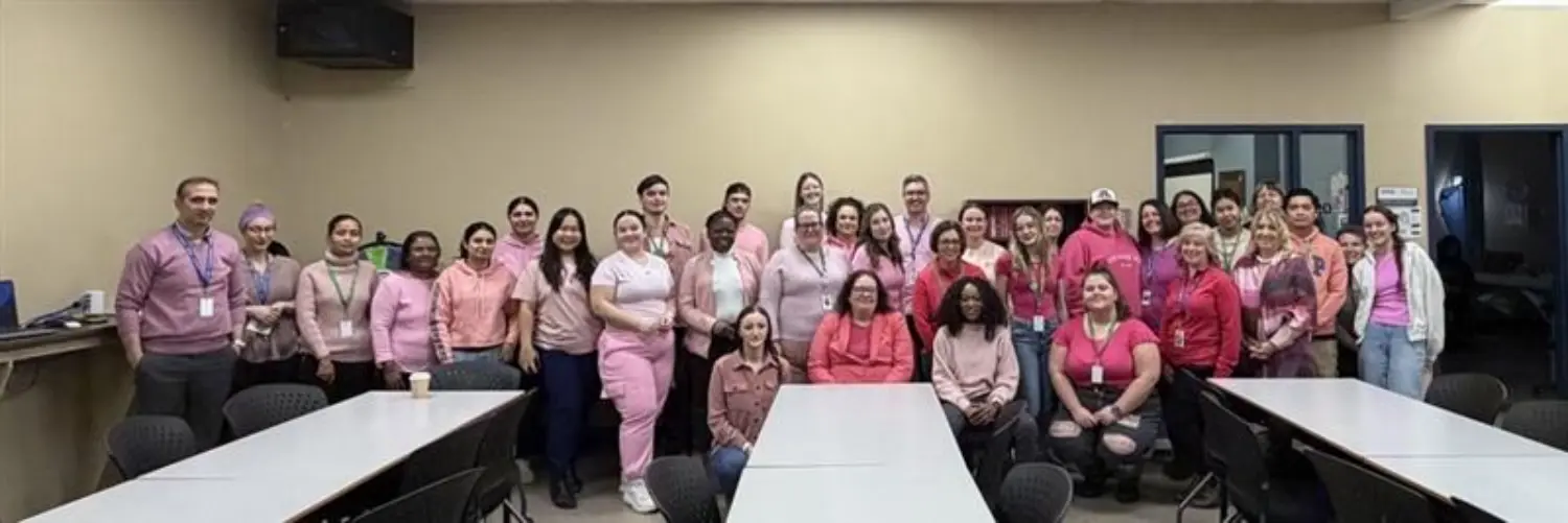 Hamilton campus honoring pink shirt day for the anti-bullying awareness day.