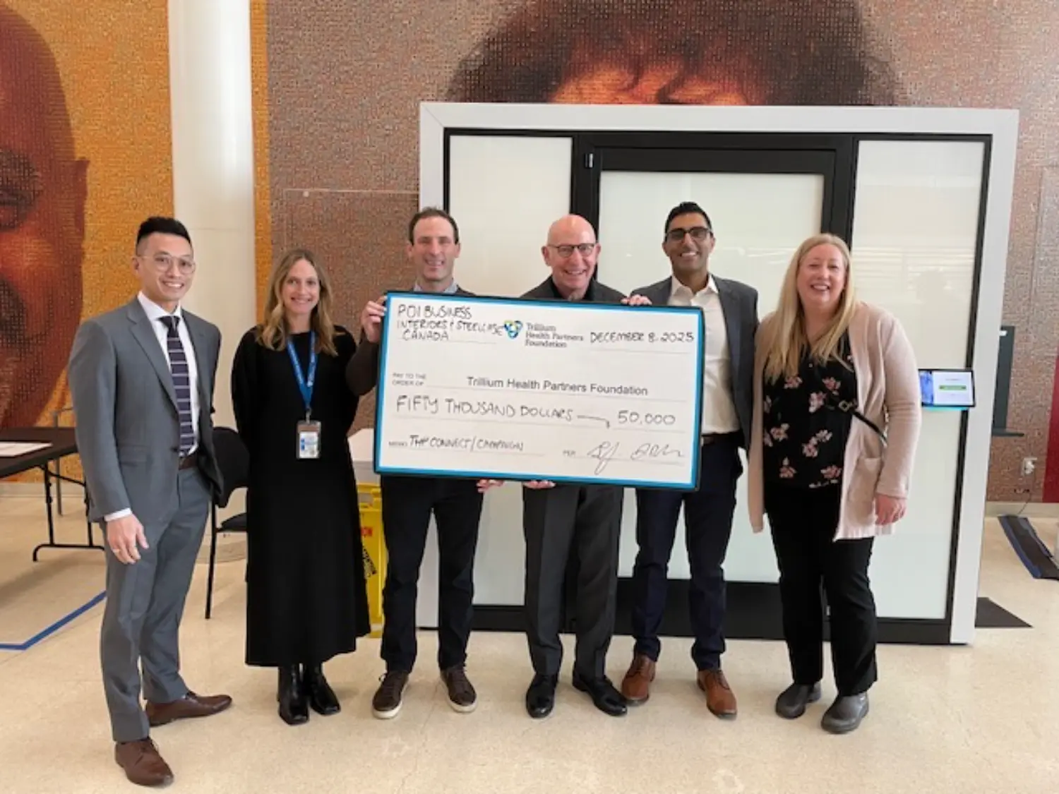 Through partnership, POI and Steelcase contribute $50,000 to Trillium Health Partners in support of vital care.