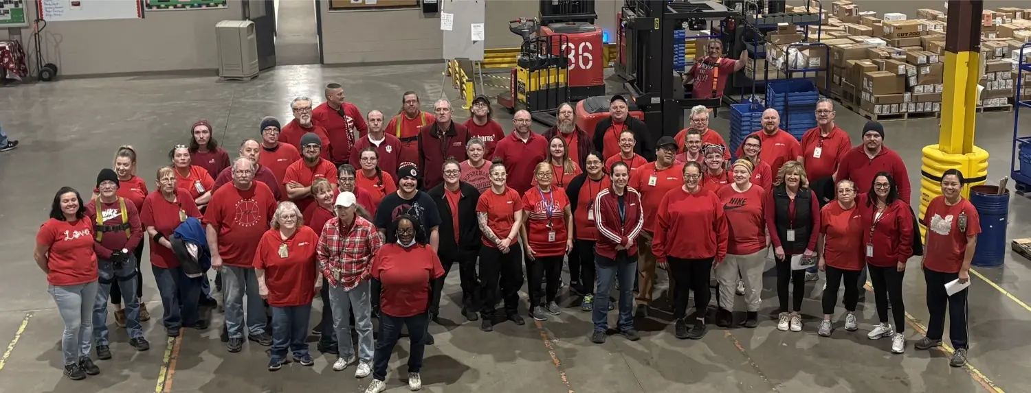 Elkhart, Ind., Customer Fulfillment Center associates wear red to raise awareness surrounding cardiovascular disease.