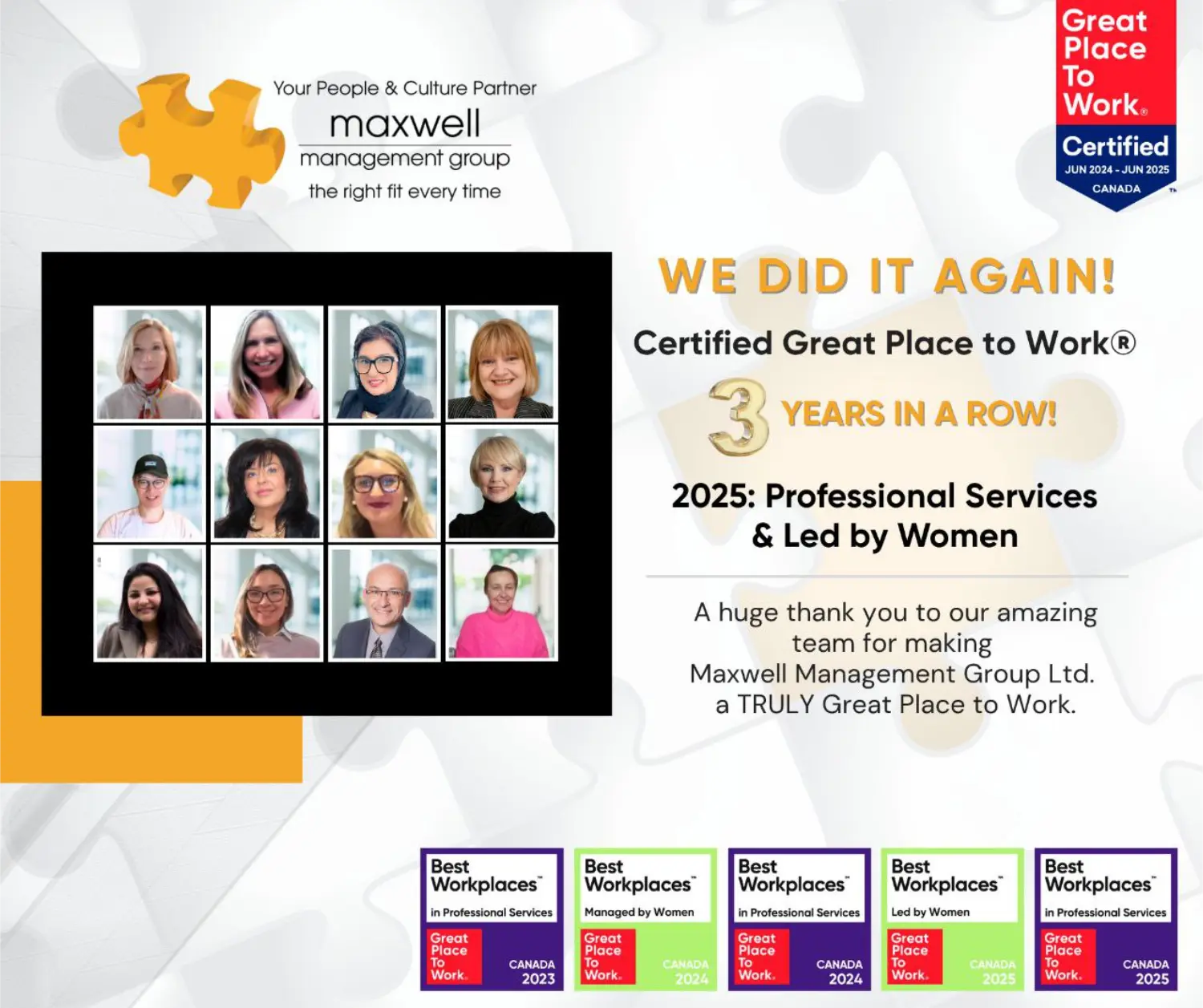 A Great Place to Work - now 4 years in a row!