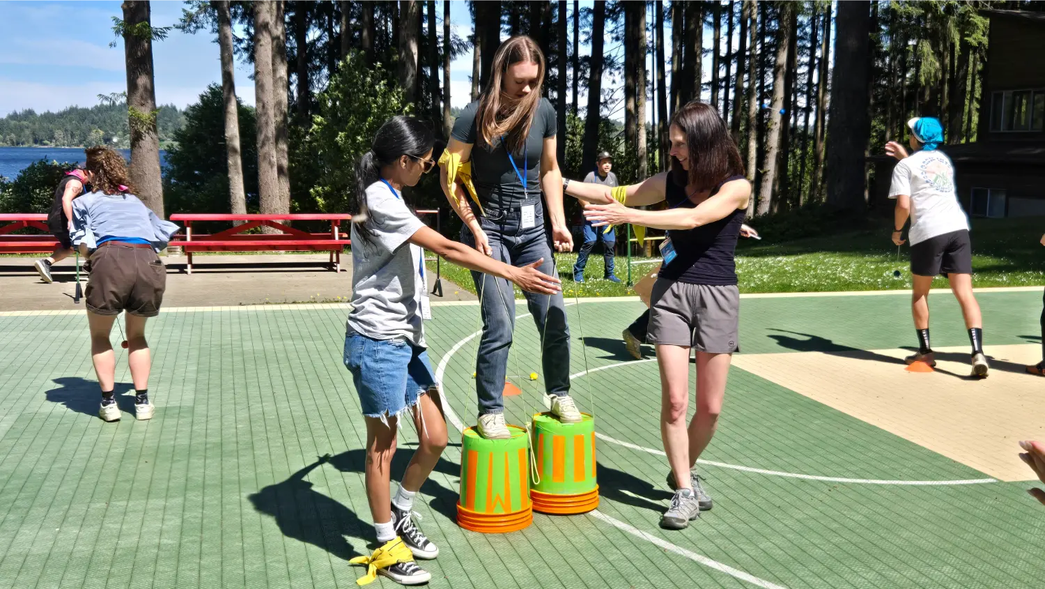 AE staff working together at the Summer Social