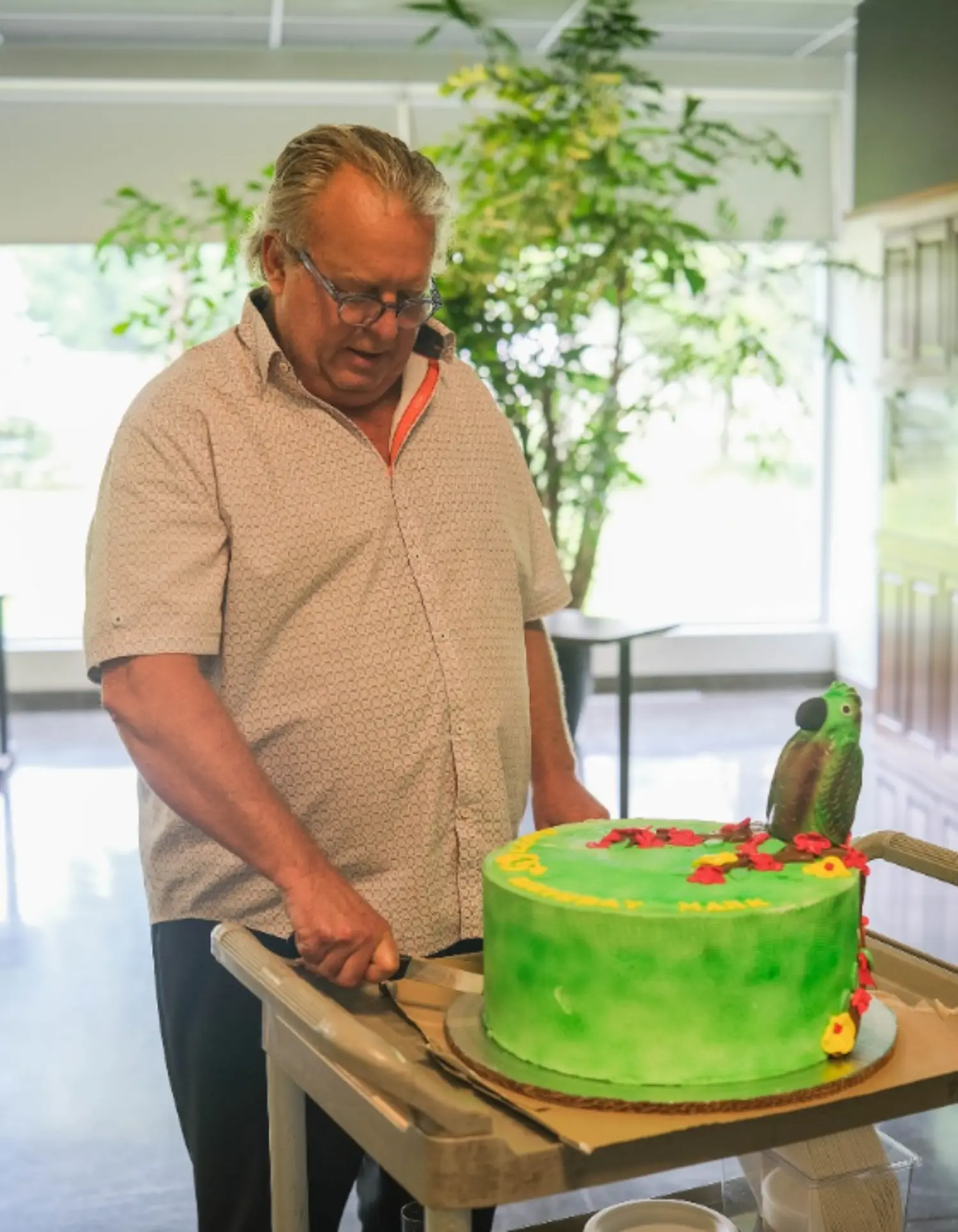 Custom parrot cake for Mark Hagen's 65th celebration.