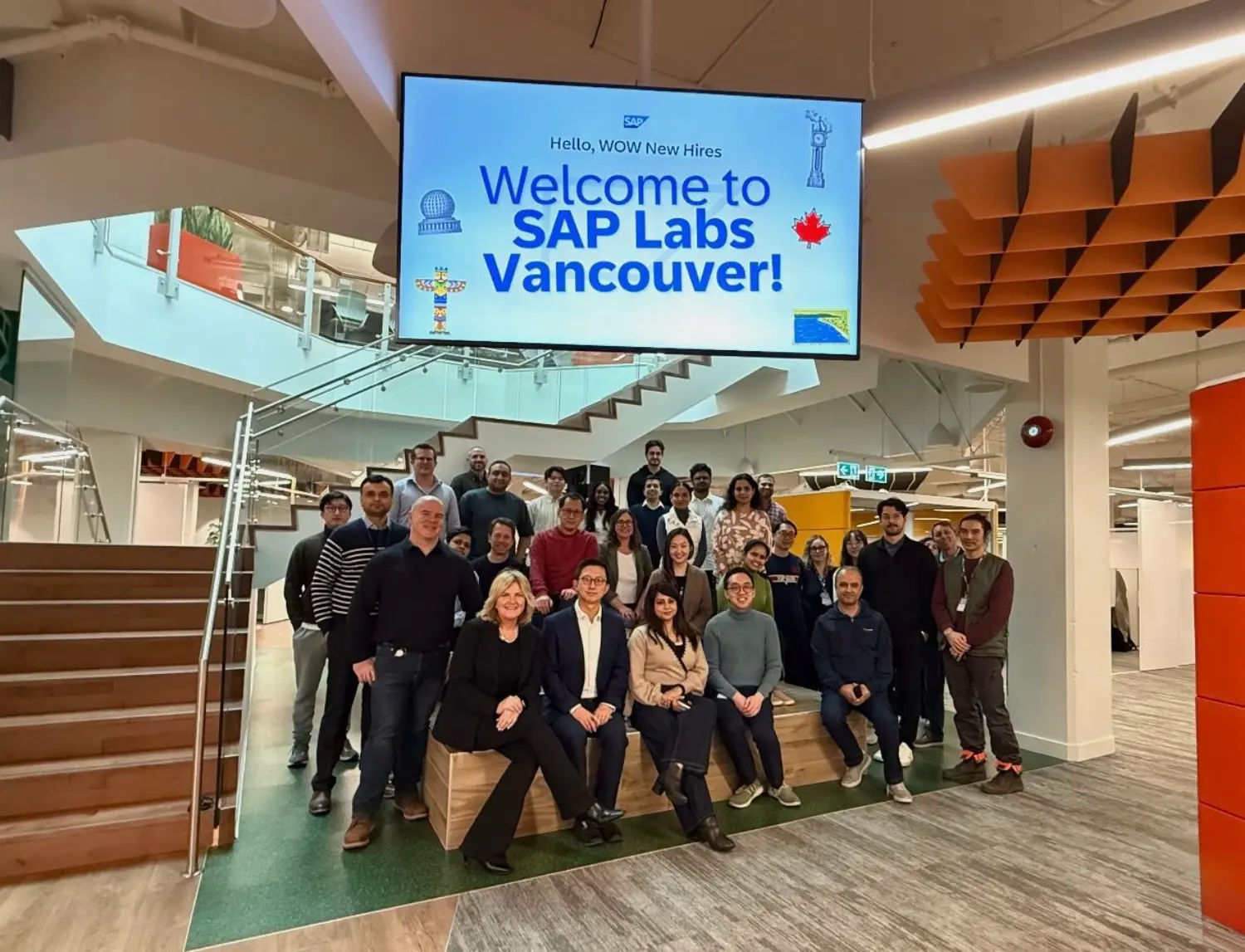 Cohort of new hires who traveled for Welcome Onboarding Week to connect and learn SAP’s culture.