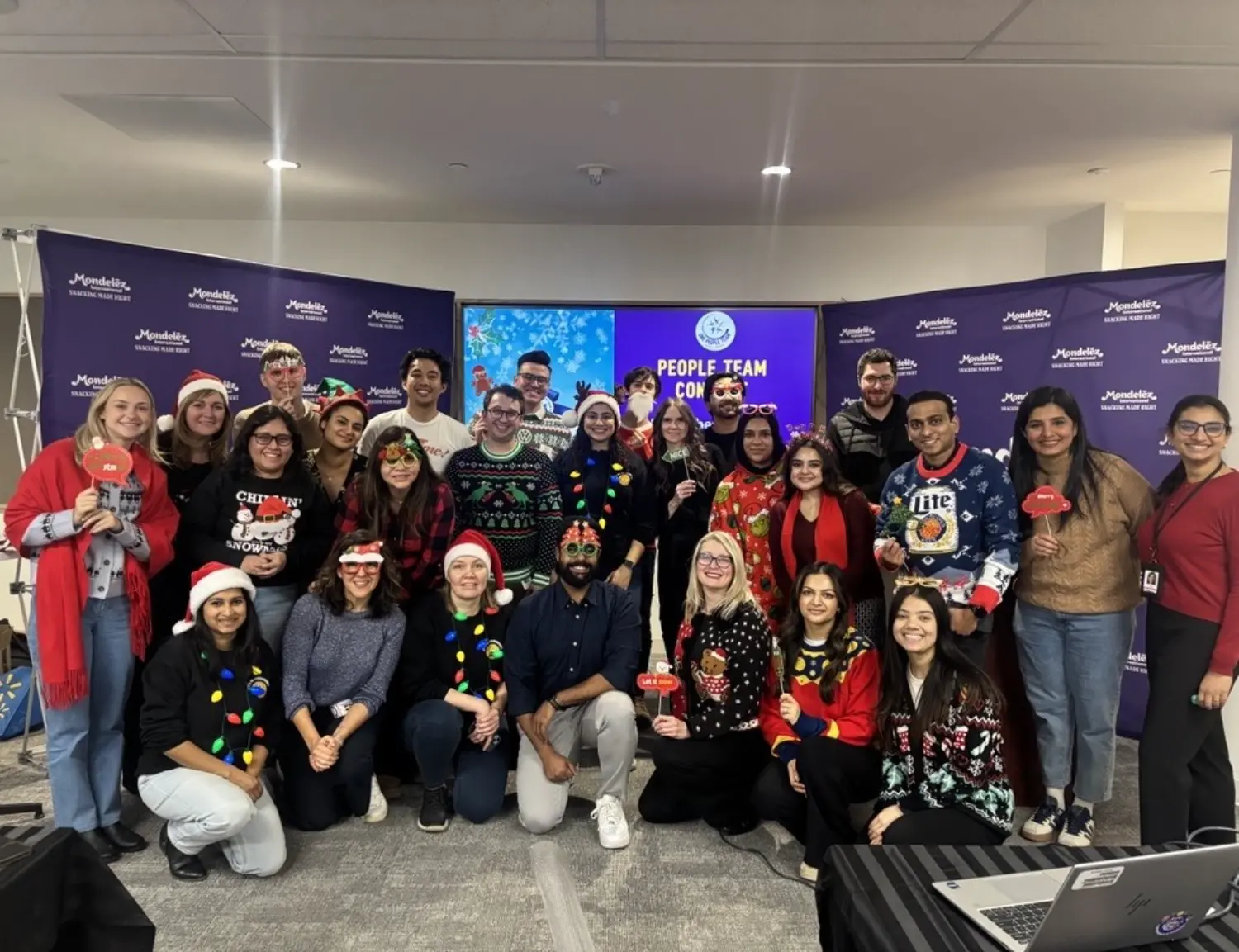 HR team enjoying the Holiday Connect and some skill testing  holiday trivia!