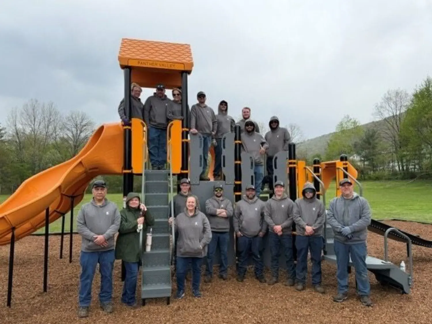 Keel Crew at the ribbon cutting for Panther Valley Elementary School’s newly revamped playground.