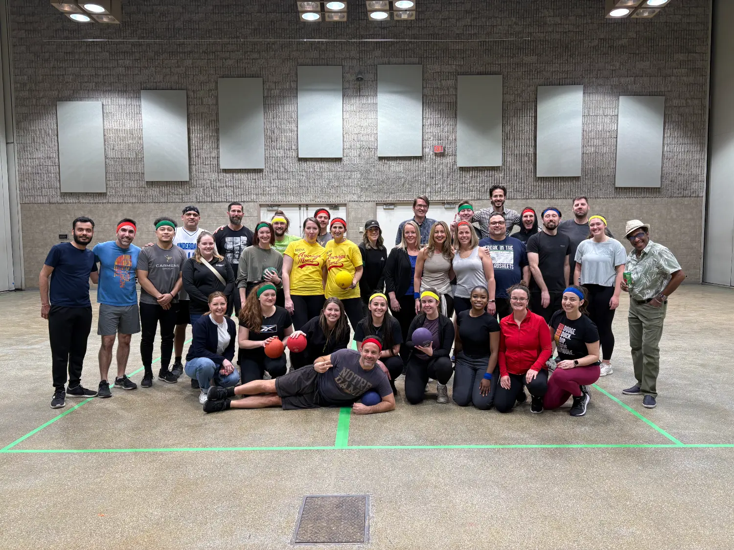 A fun Company social - Dodgeball! Our CEO, PJ Mercanti, is front and center .