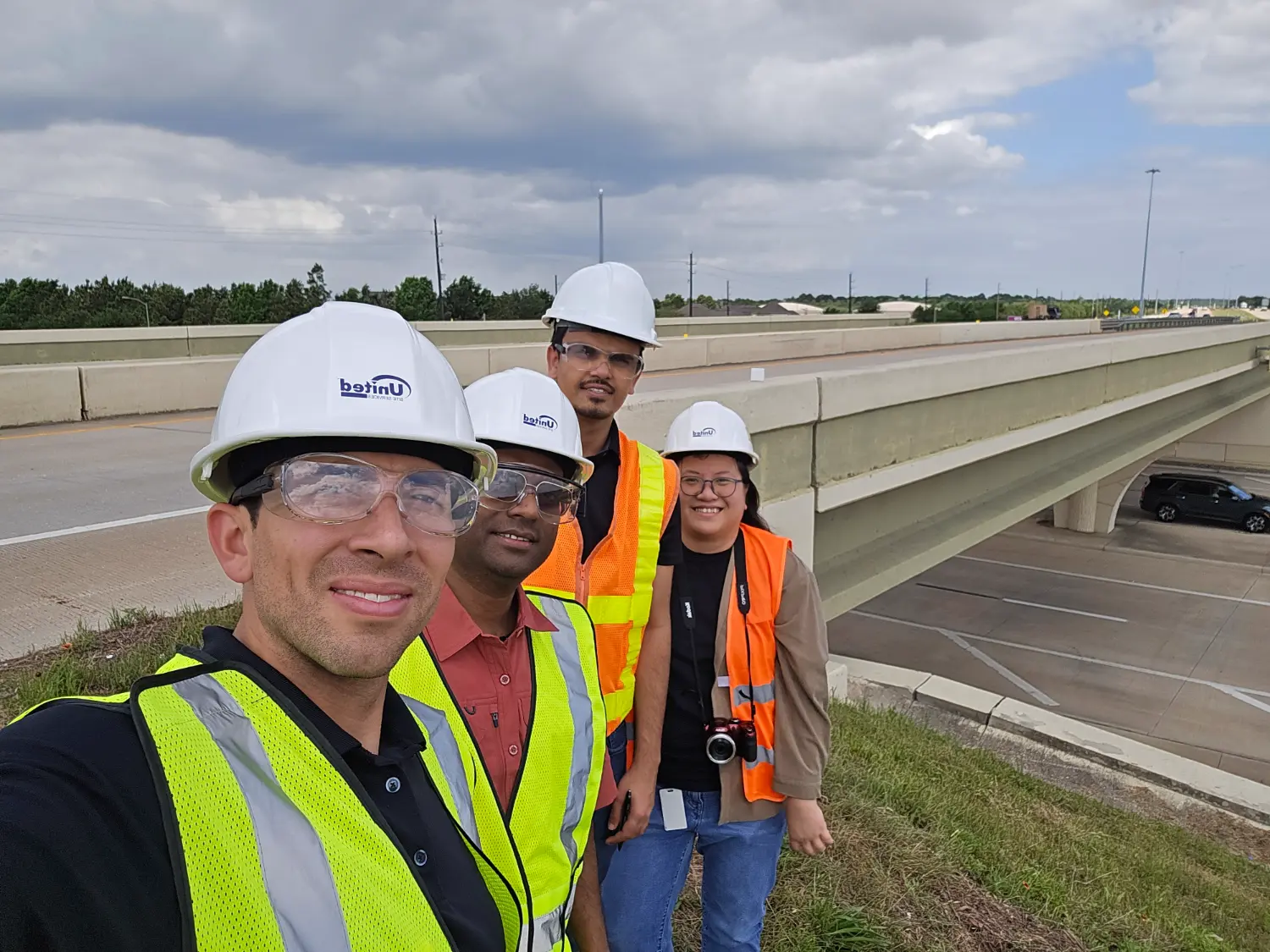The Woolpert bridge team in Houston completing field inspections on a major highway widening project.