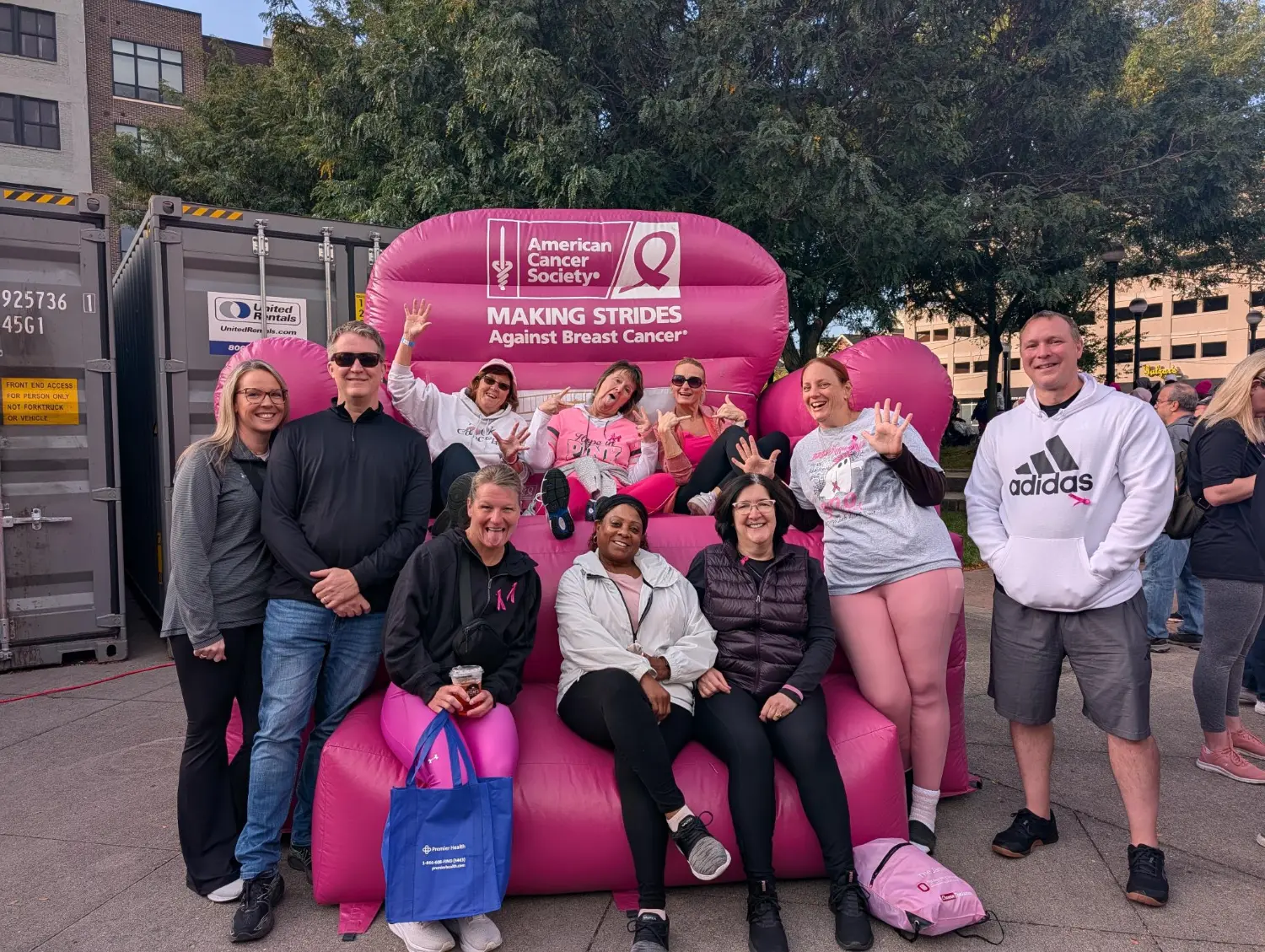 Team members from the Dayton, Ohio office at a charity event supporting breast cancer research.