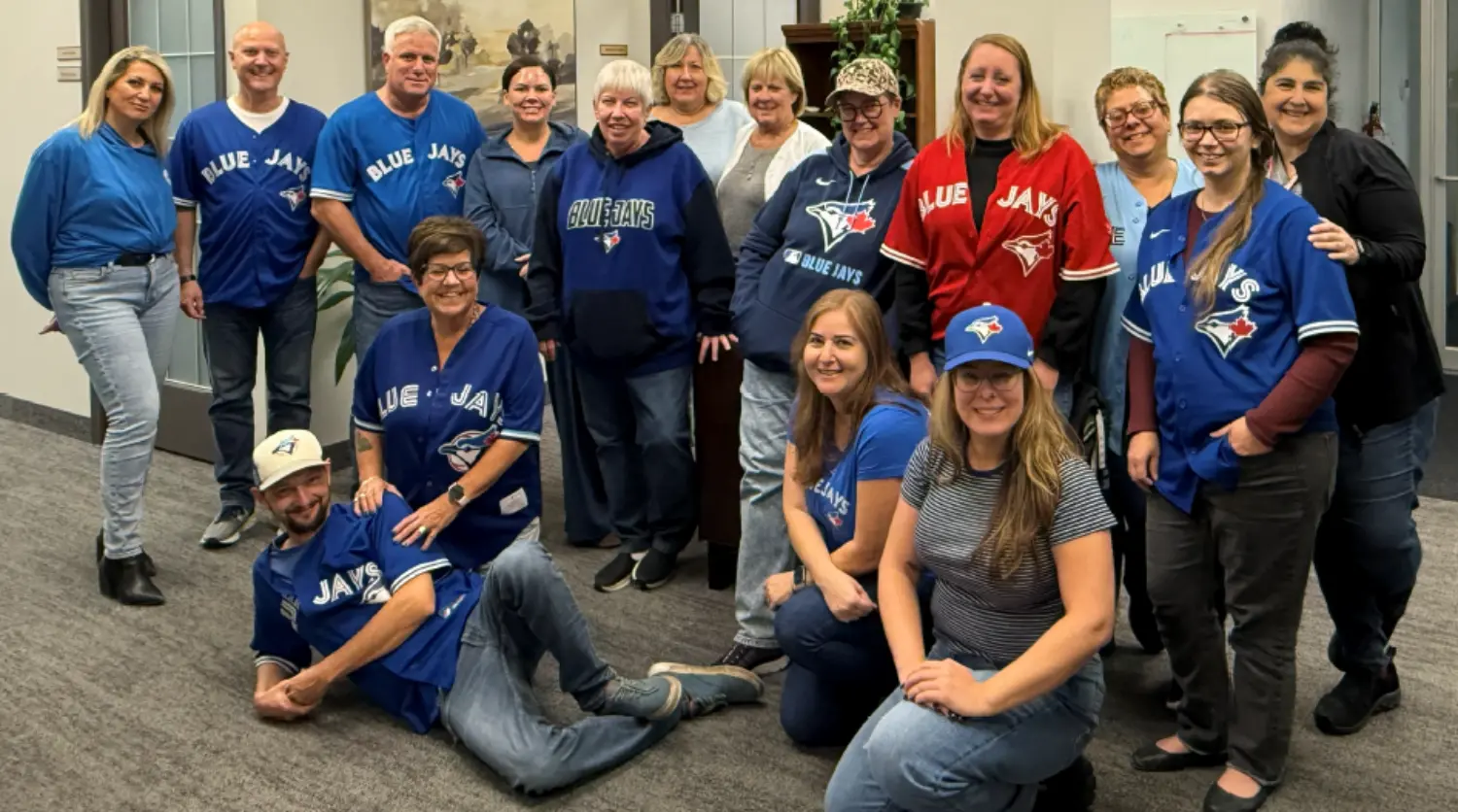 Showing team spirit for the Blue Jays