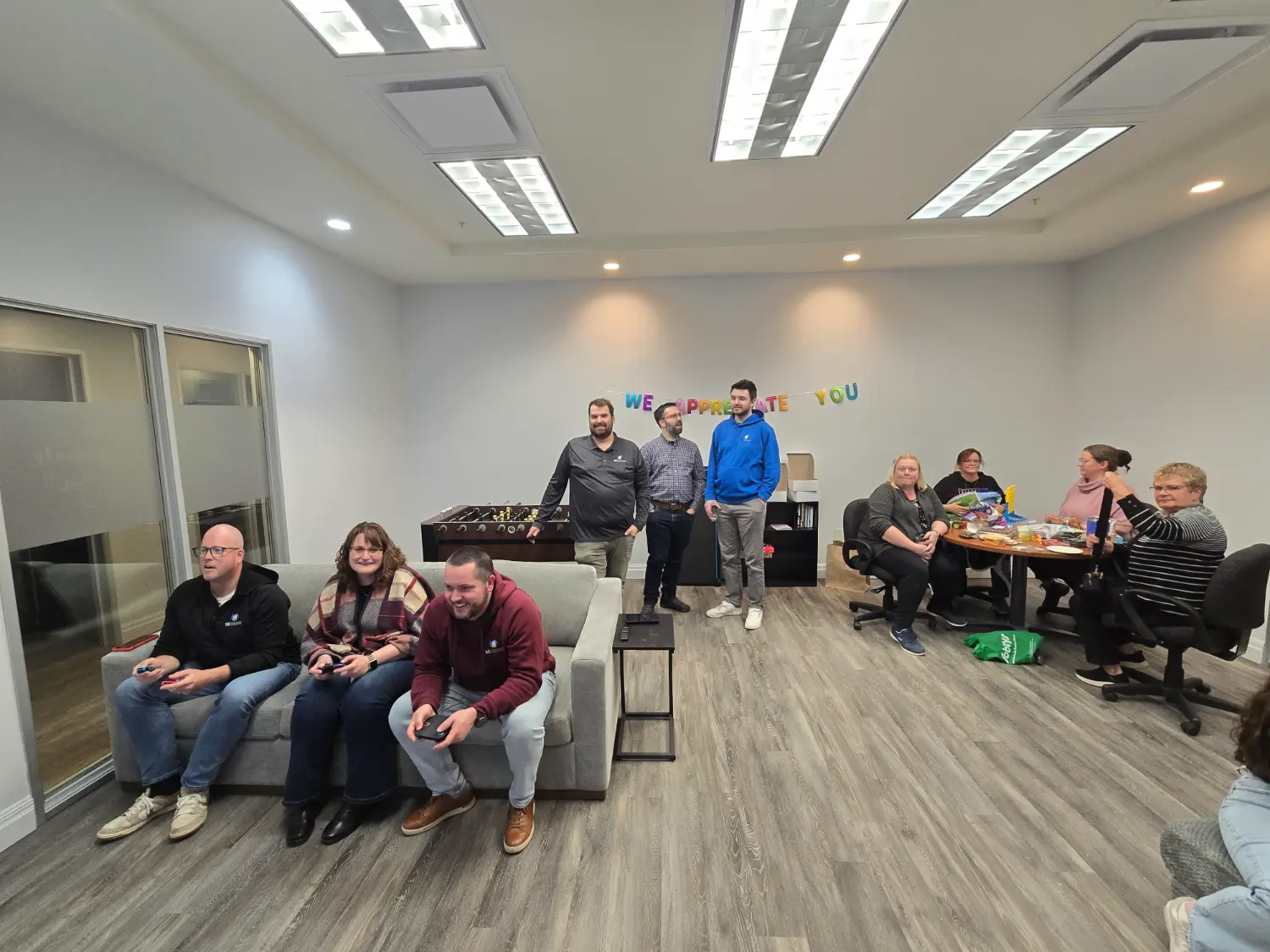 Hanging out in the staff lounge playing games and enjoying time together!