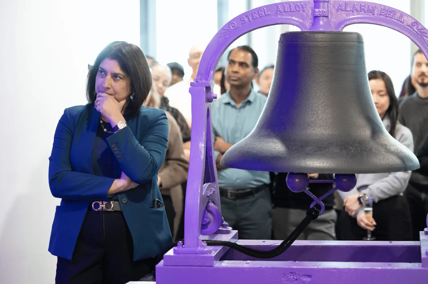CEO Reshma Kewalramani at a bell ringing celebration for one of our regulatory approvals