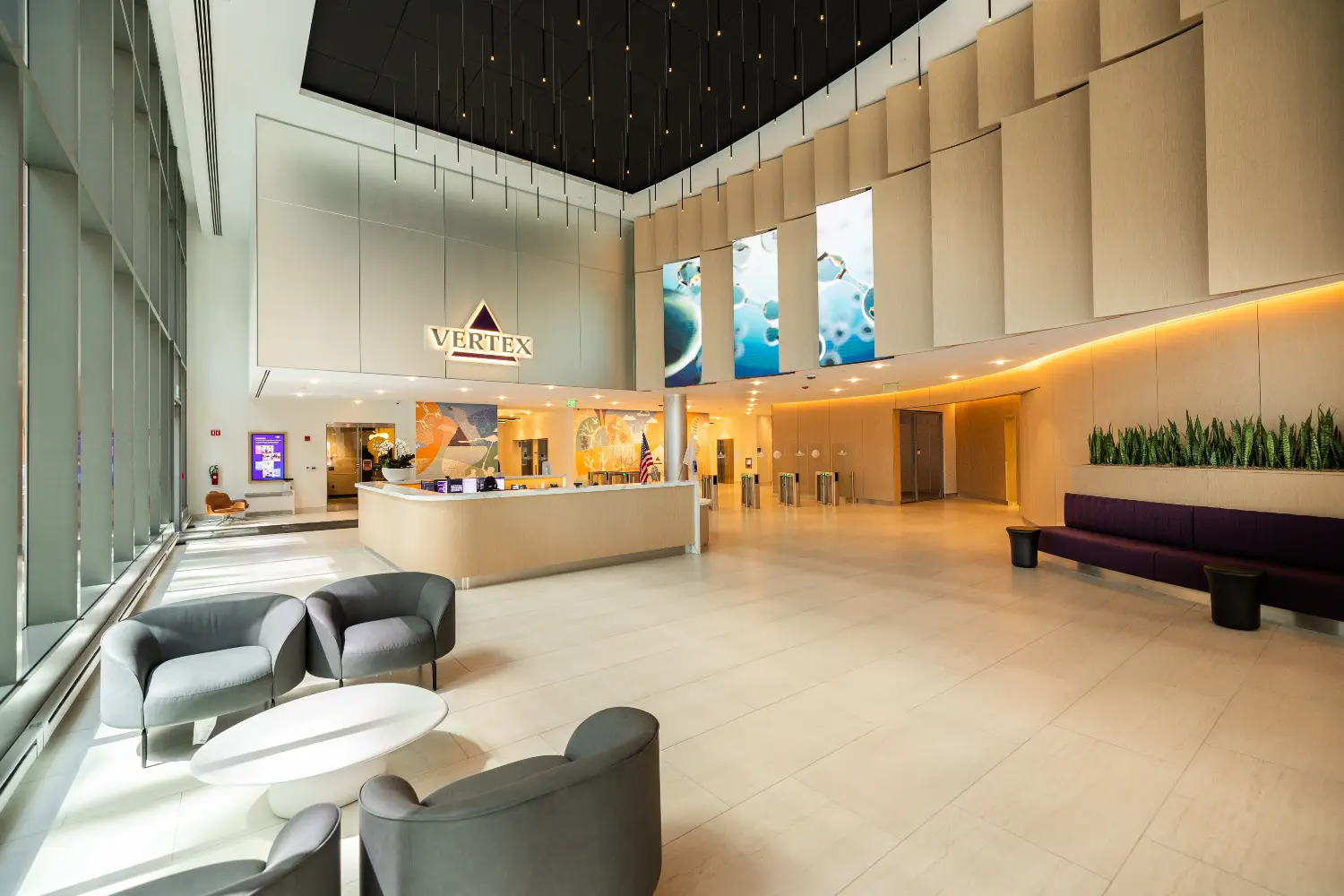 Our newly renovated Boston HQ Lobby where employeed enter to get to work for our patients