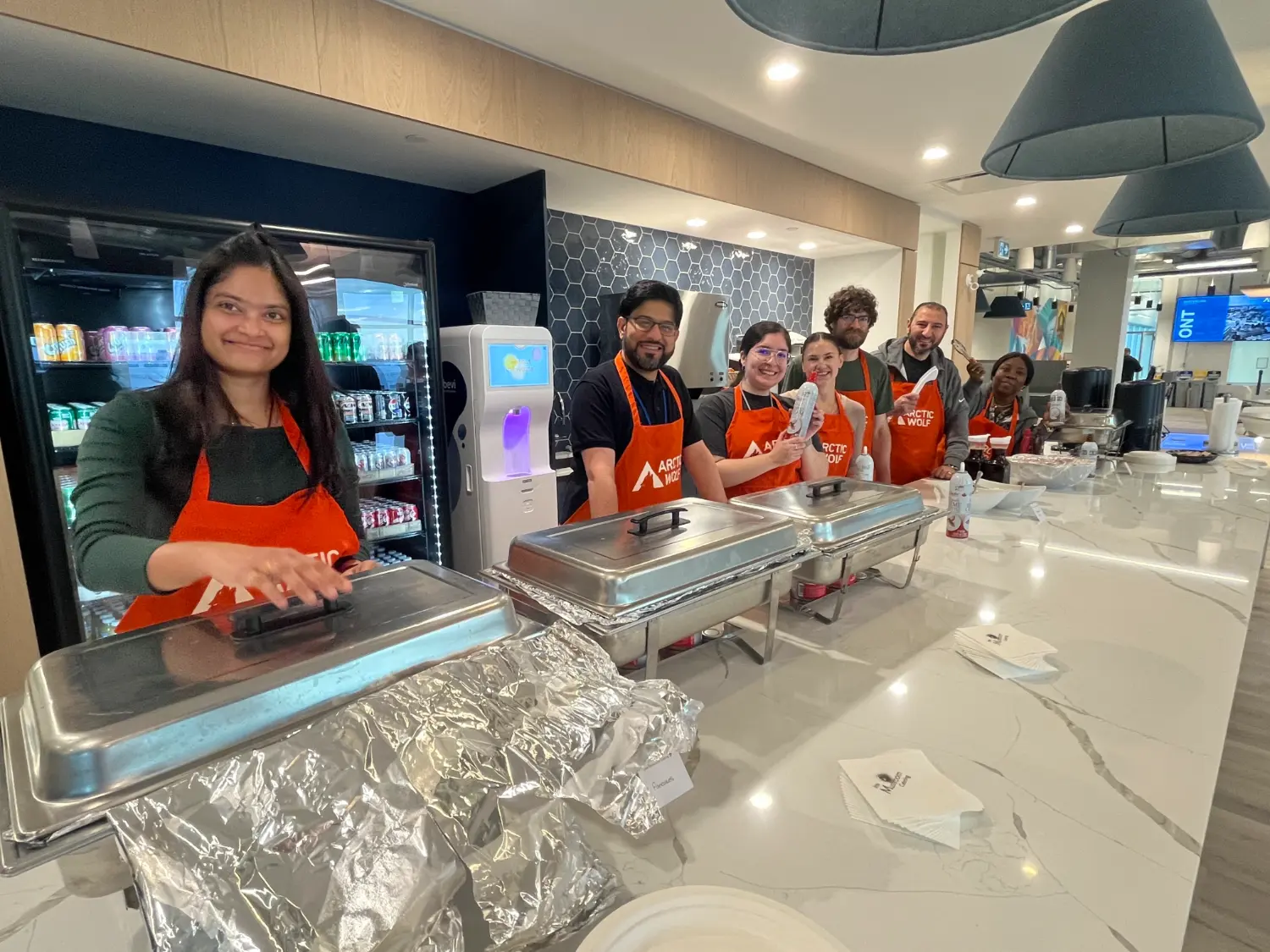 Wolves serving up pancakes for fellow pack members