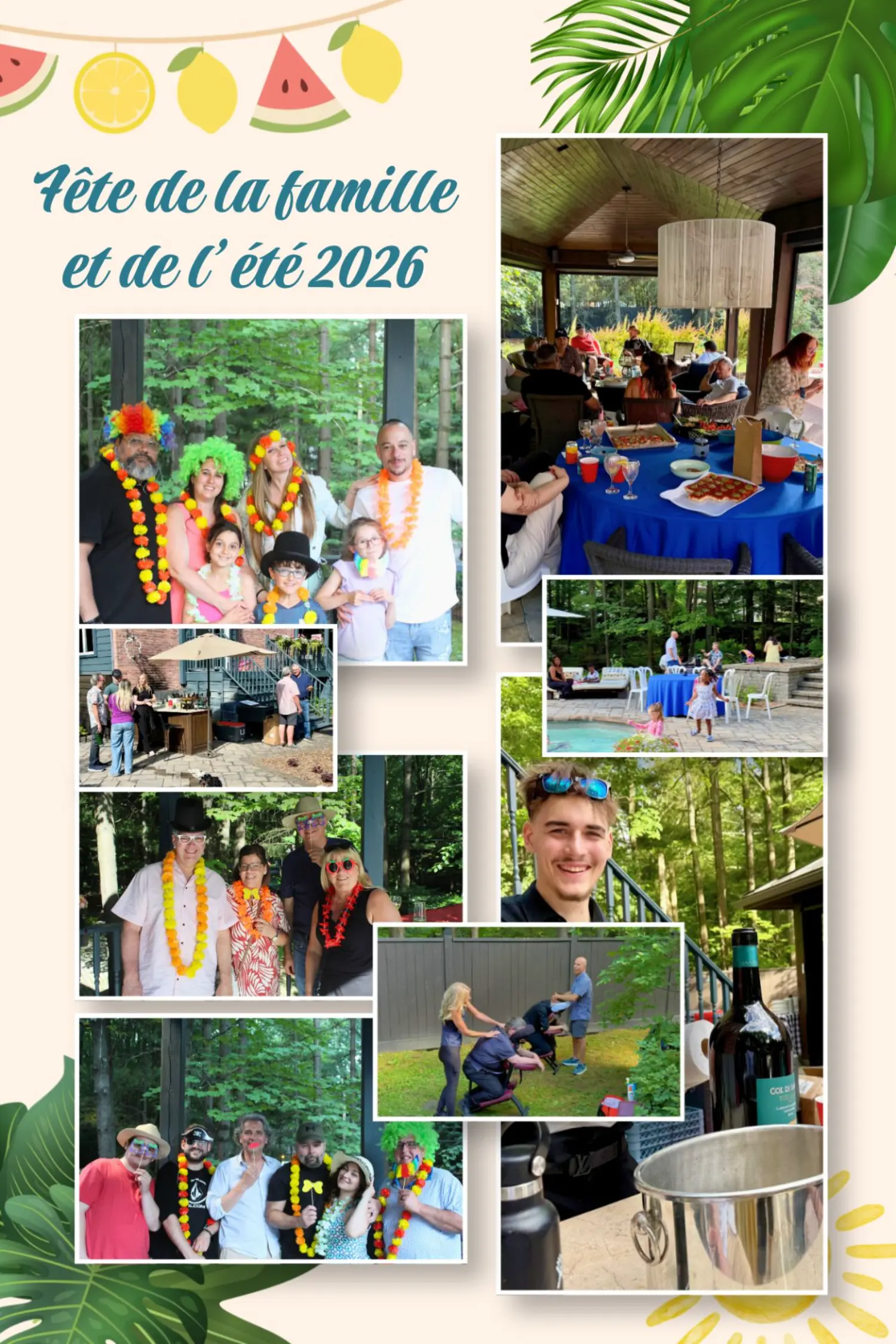 Summer celebration for employees and their families; chair massages, a photobooth, pool time, and a delicious méchoui.