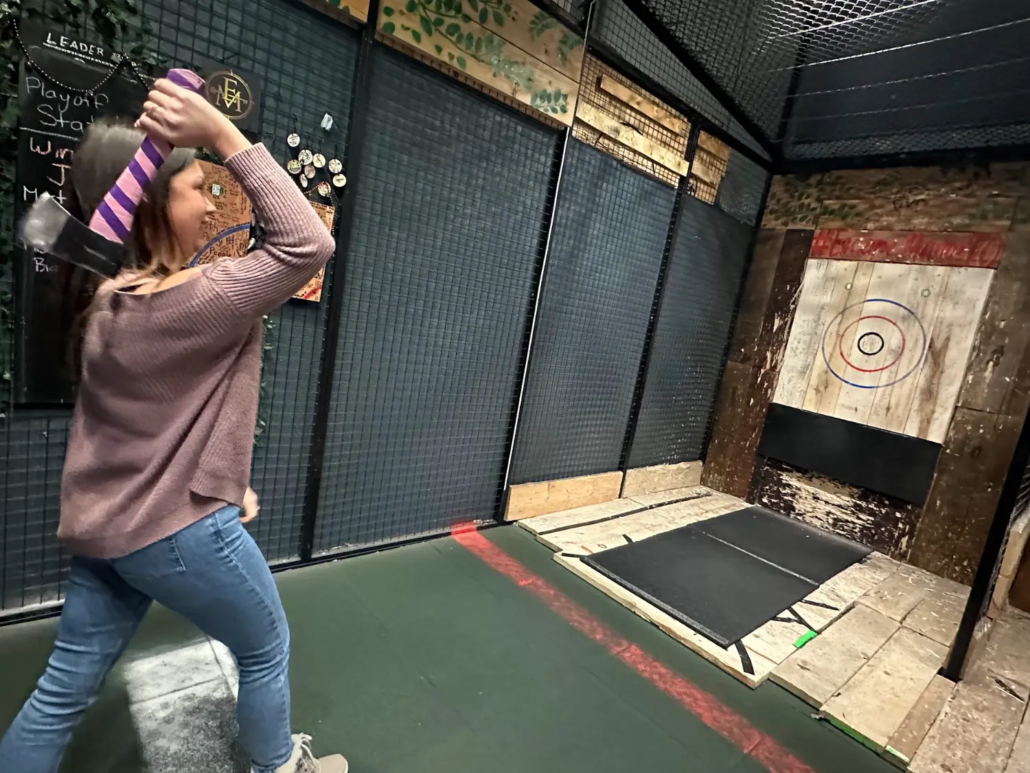 We put our aim to the test with axe throwing at our 2025 Fig Holiday Party.