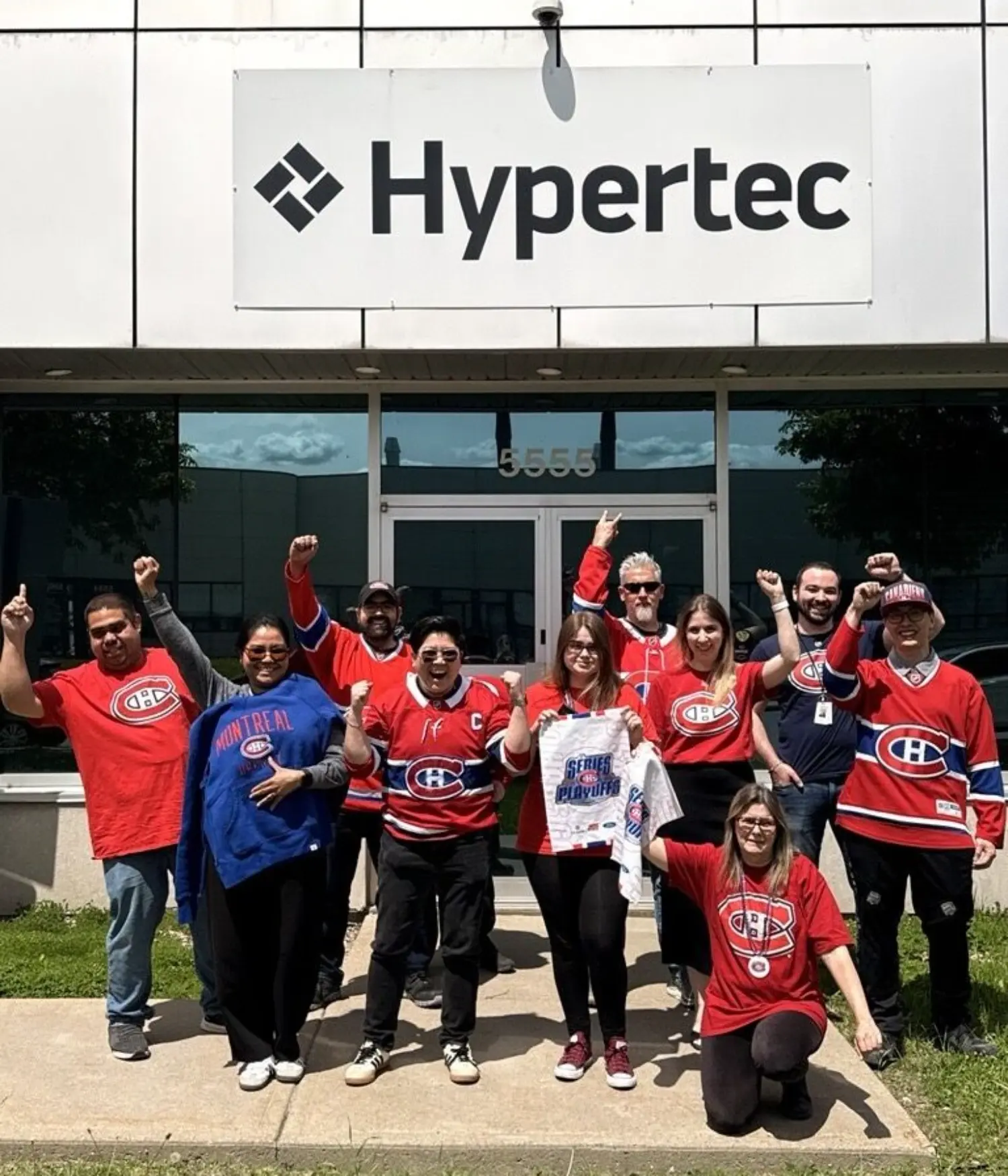 Montreal employees showing Team Spirit on Jersey Day