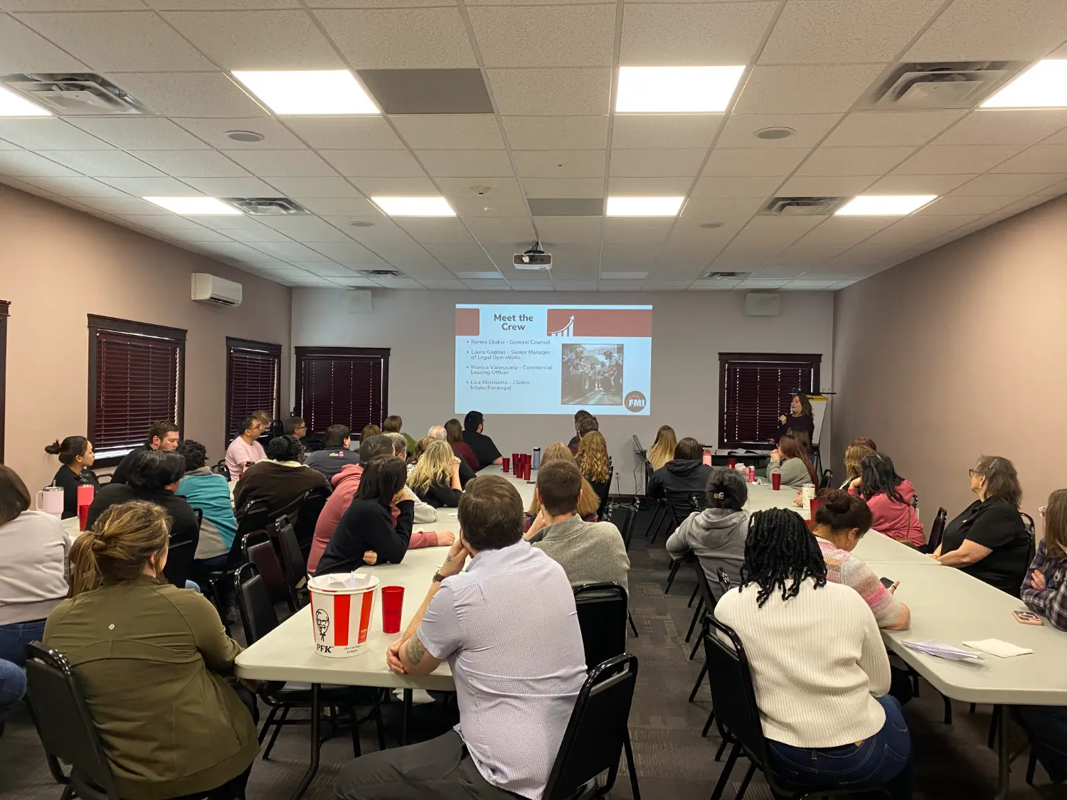 Quarterly Townhall event. Lunch is served by the Management Team to all employees and an information session is held.