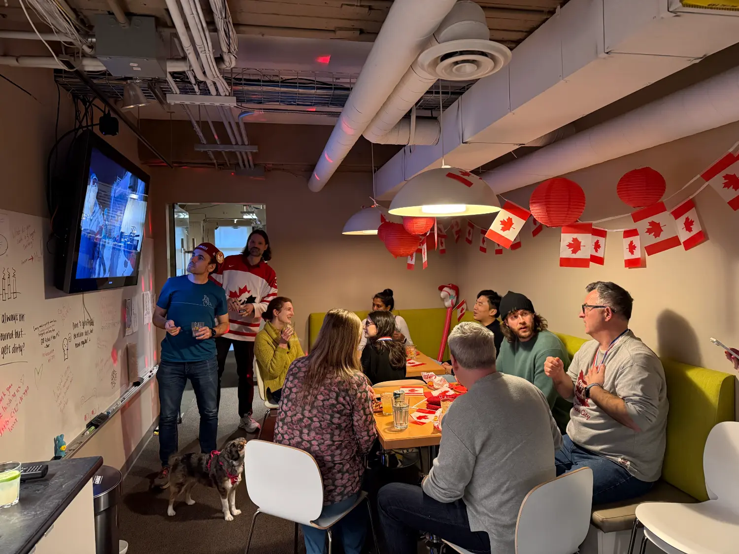 Cheering on Team Canada from the office